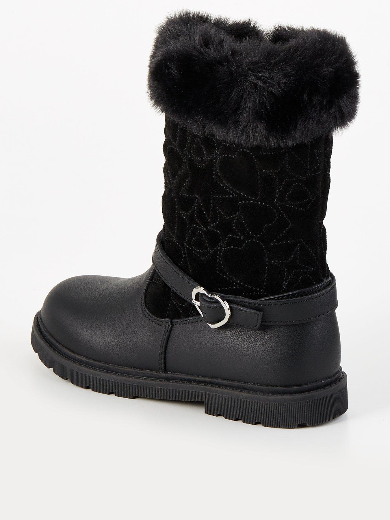 Black fluffy boots sale