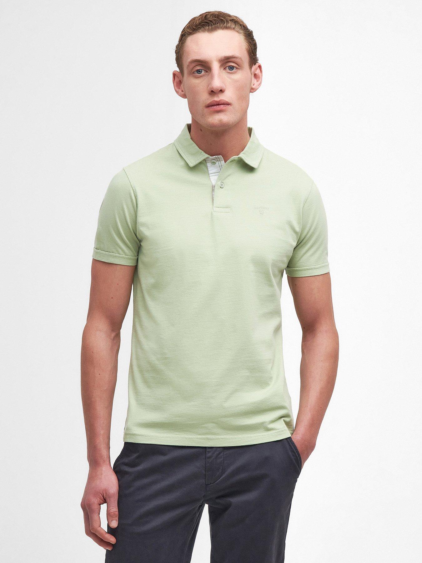 Barbour Short Sleeve Tailored Fit Polo Shirt - Light Green | Very.co.uk