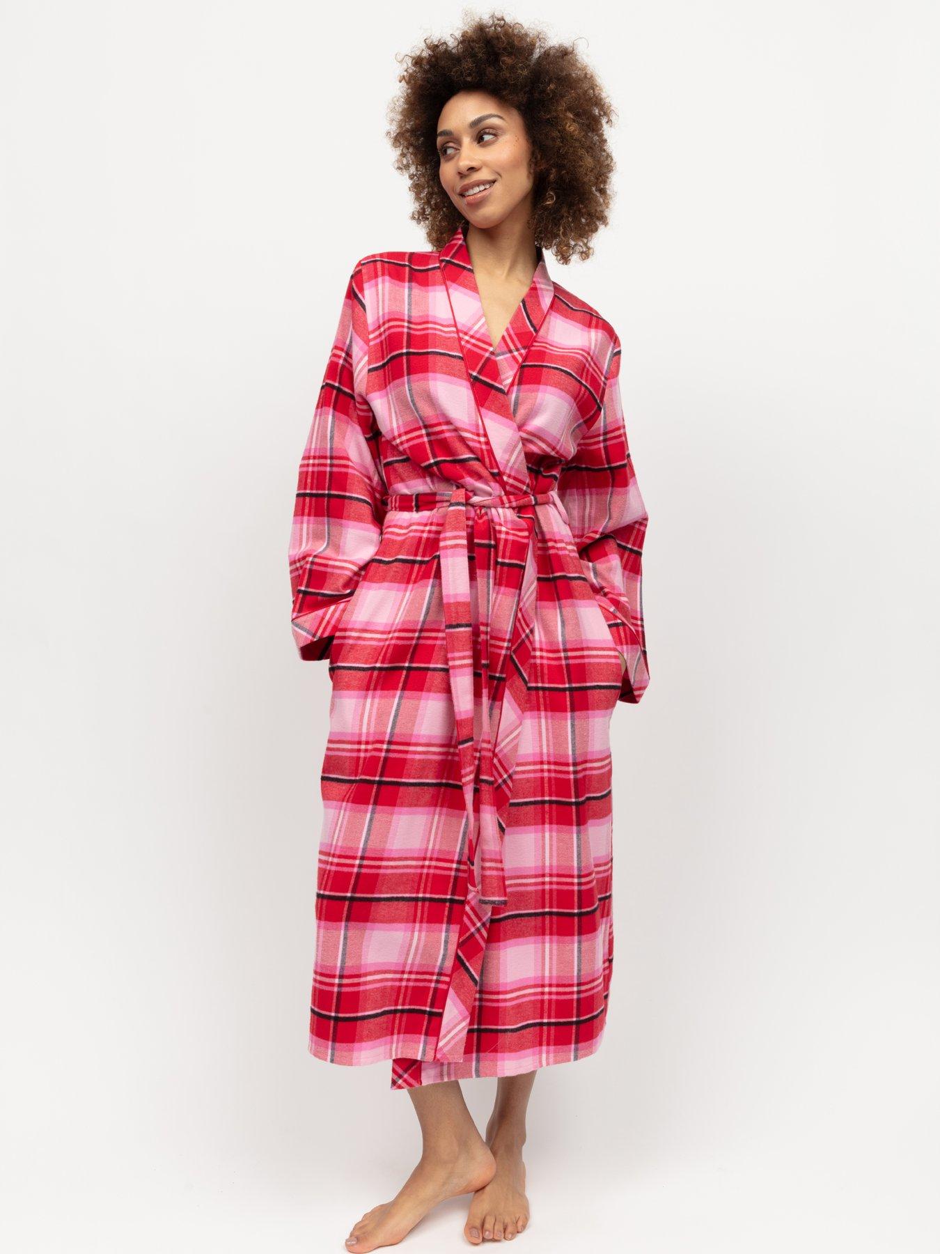 Red check dressing gown top