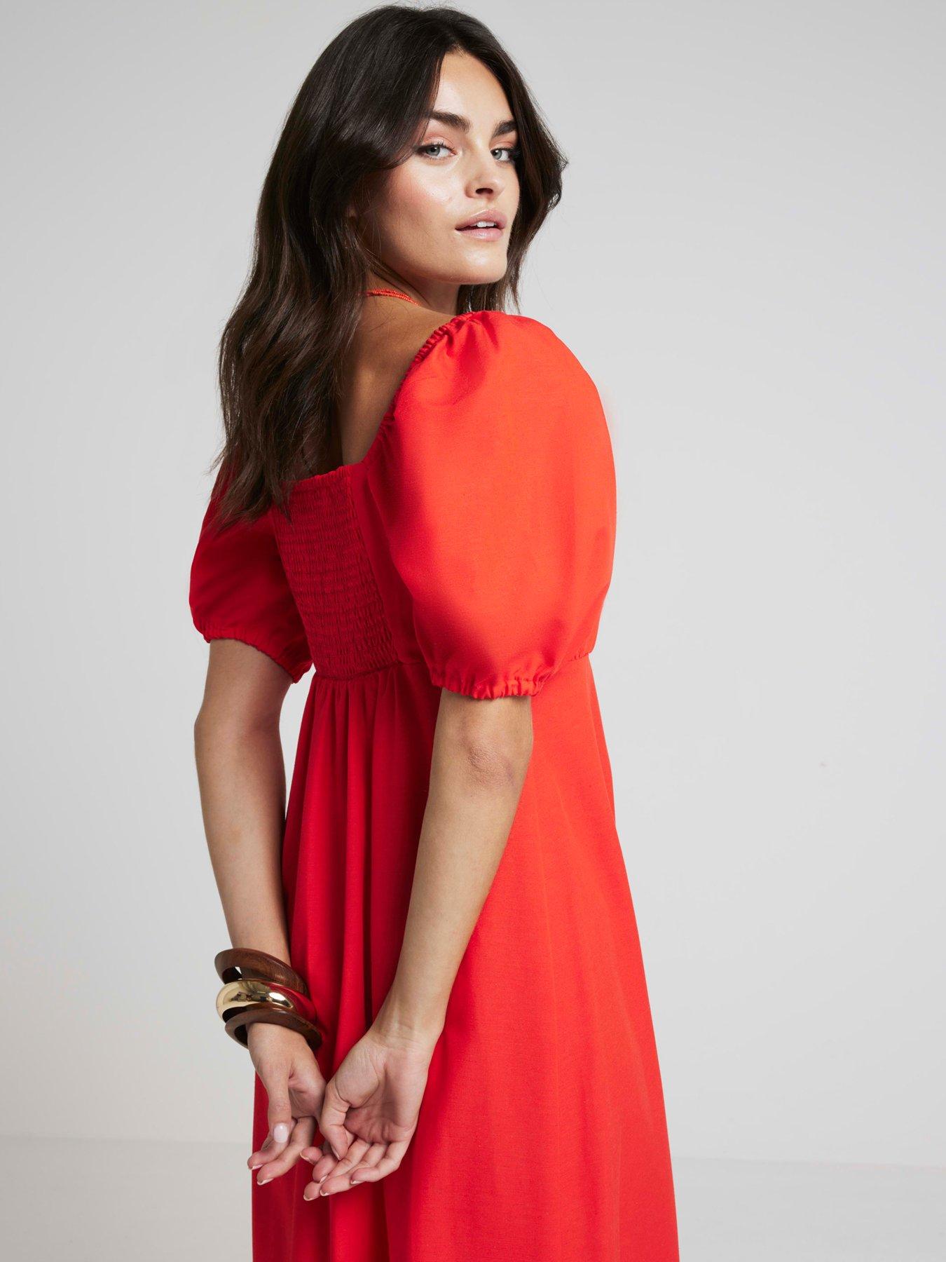 River Island Milkmaid Midi Dress Red Very