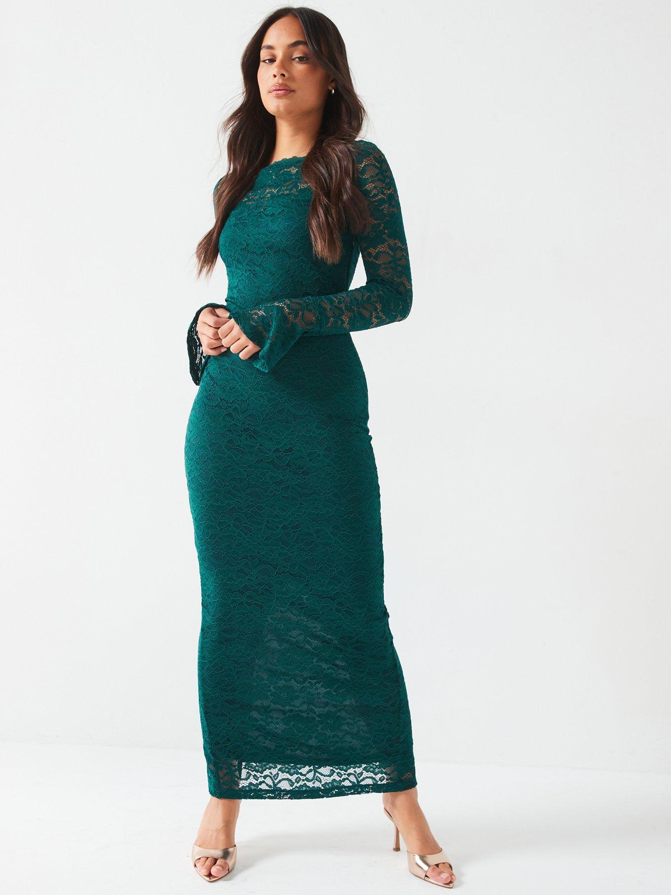 undefined Lace Pencil Dress - Green