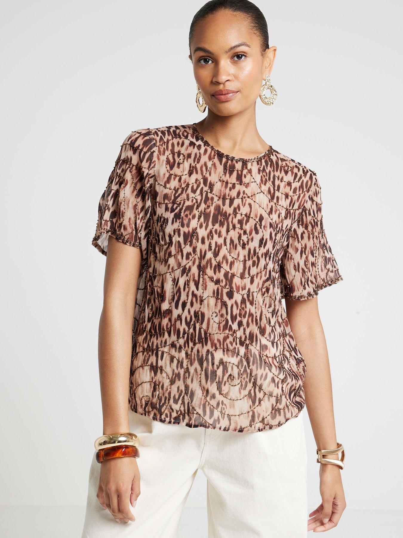 undefined Embellished Animal T-Shirt - Brown