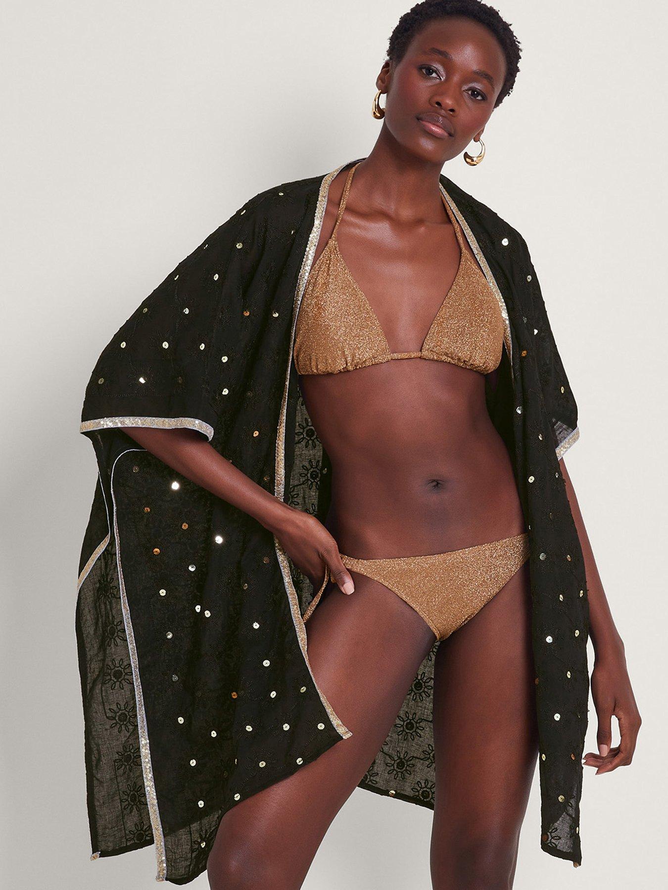 Image 1 of 5 of Monsoon Sequin Embellished Kimono - Black