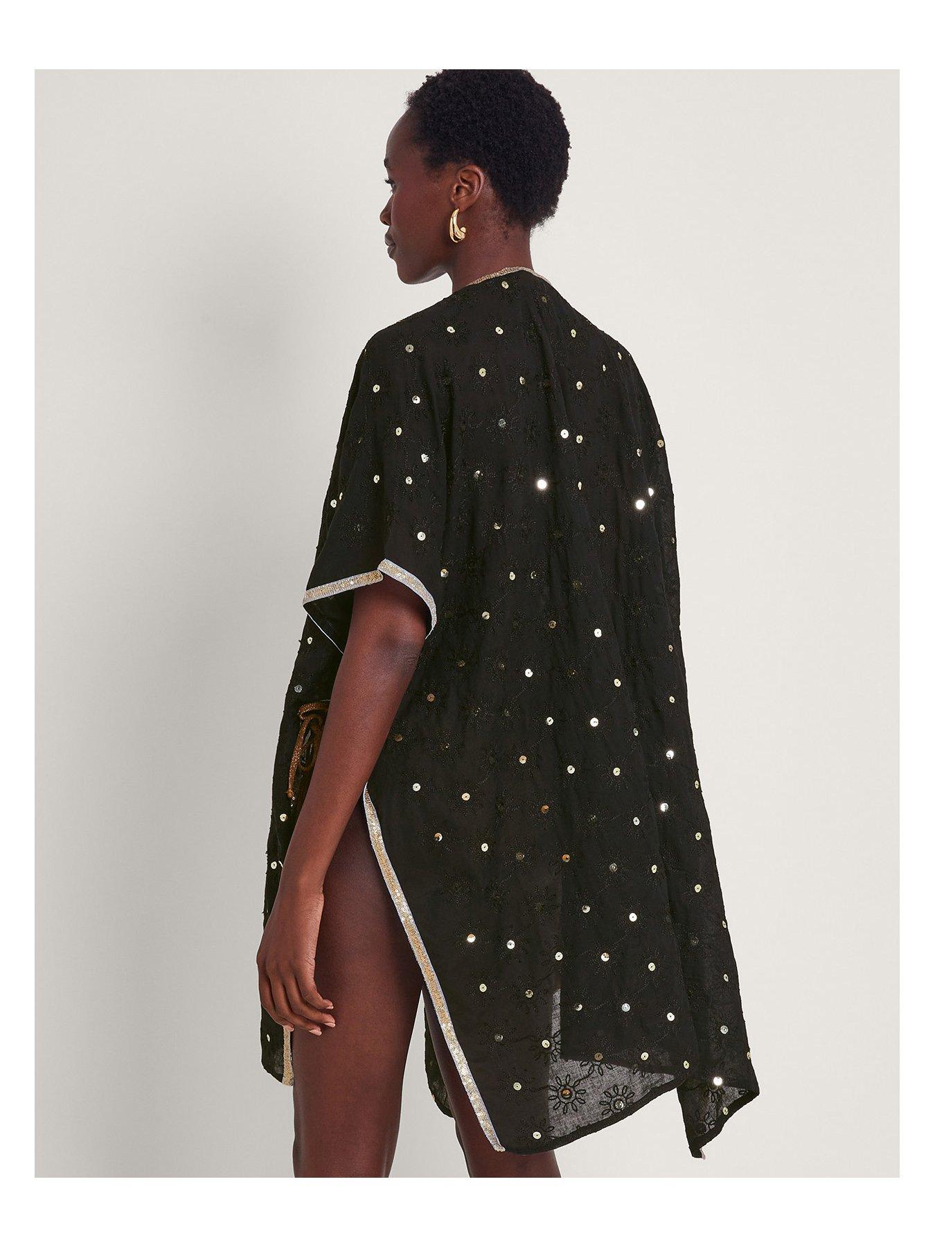 Image 2 of 5 of Monsoon Sequin Embellished Kimono - Black