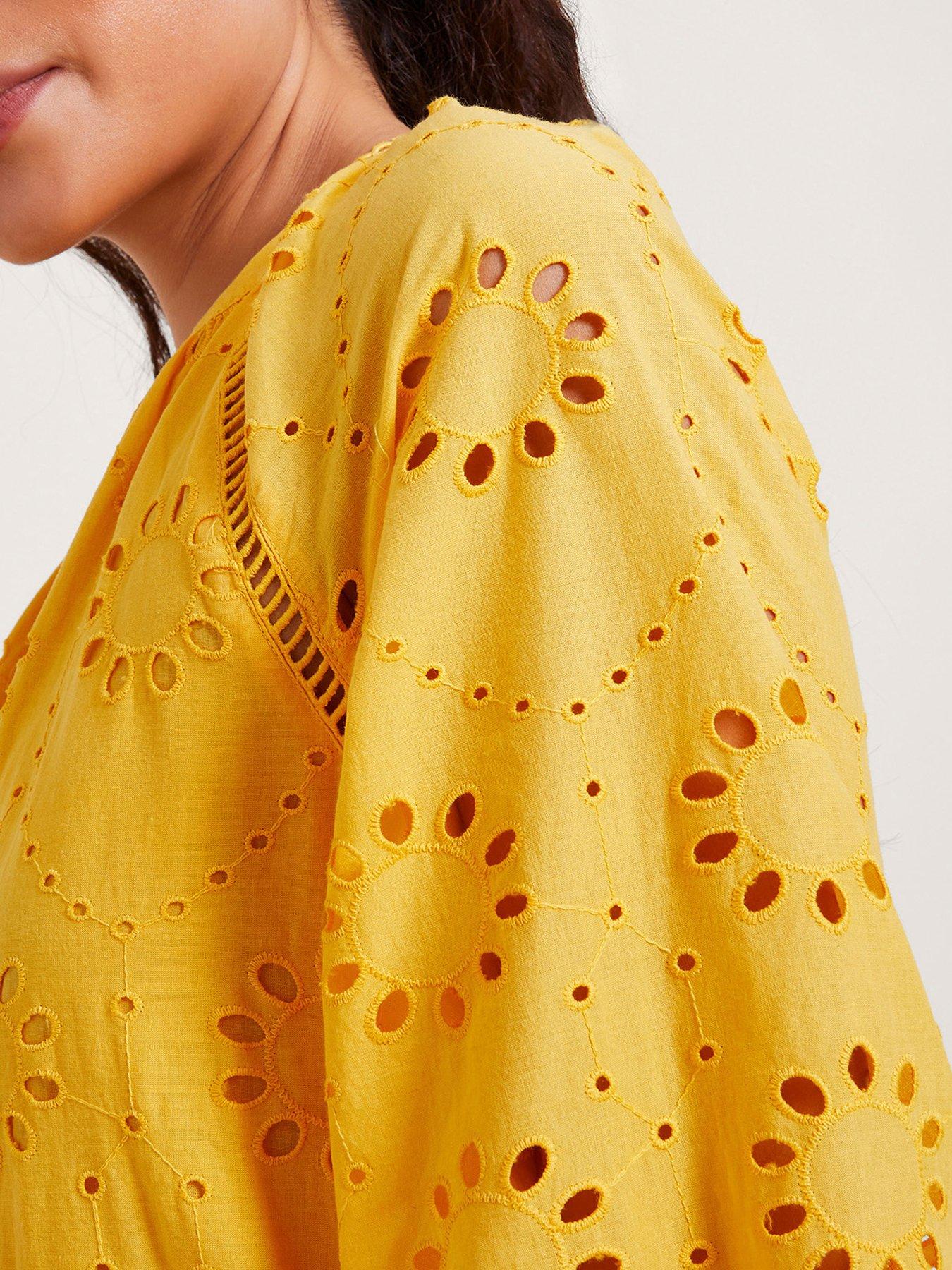Image 5 of 5 of Monsoon Tilly Broderie Dress - Yellow