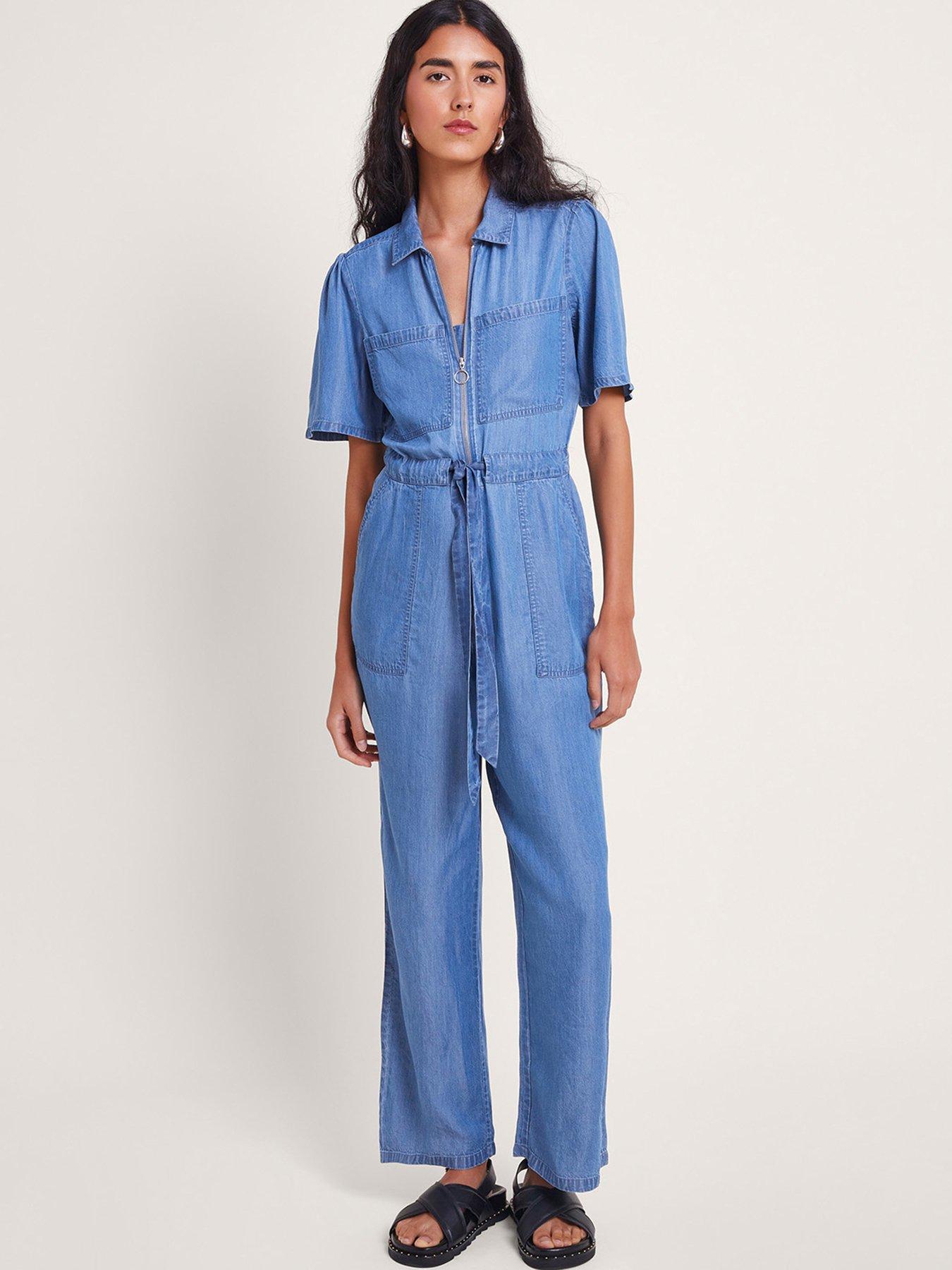 Monsoon Tara Denim Jumpsuit - Blue | Very.co.uk