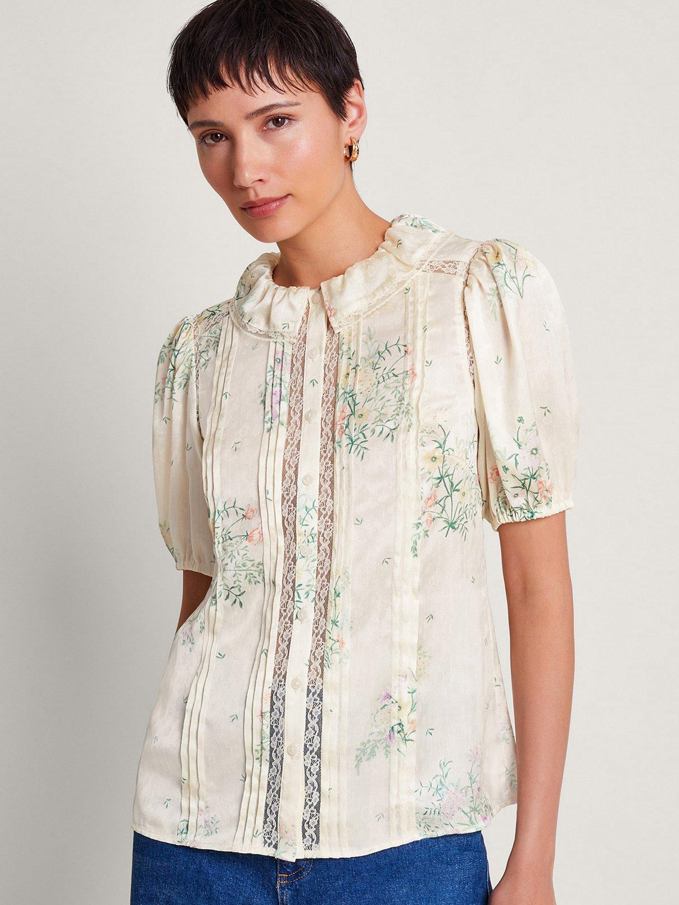 Monsoon Dianna Satin Blouse - White | Very.co.uk