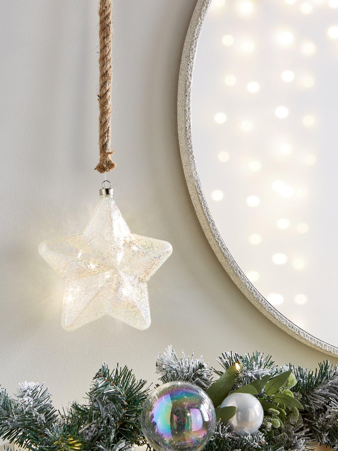 Product photograph of Very Home Light Up Frosted Star On Rope Christmas Decoration from very.co.uk