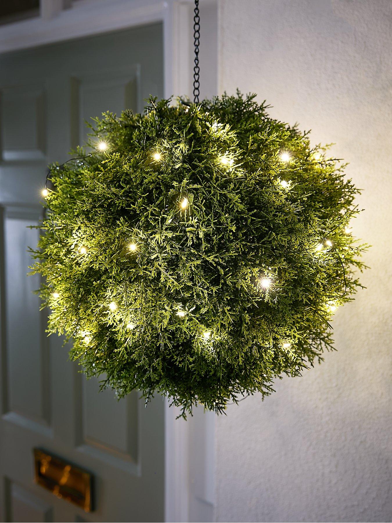undefined Pre Lit Conifer Hanging Ball Outdoor Christmas Decoration