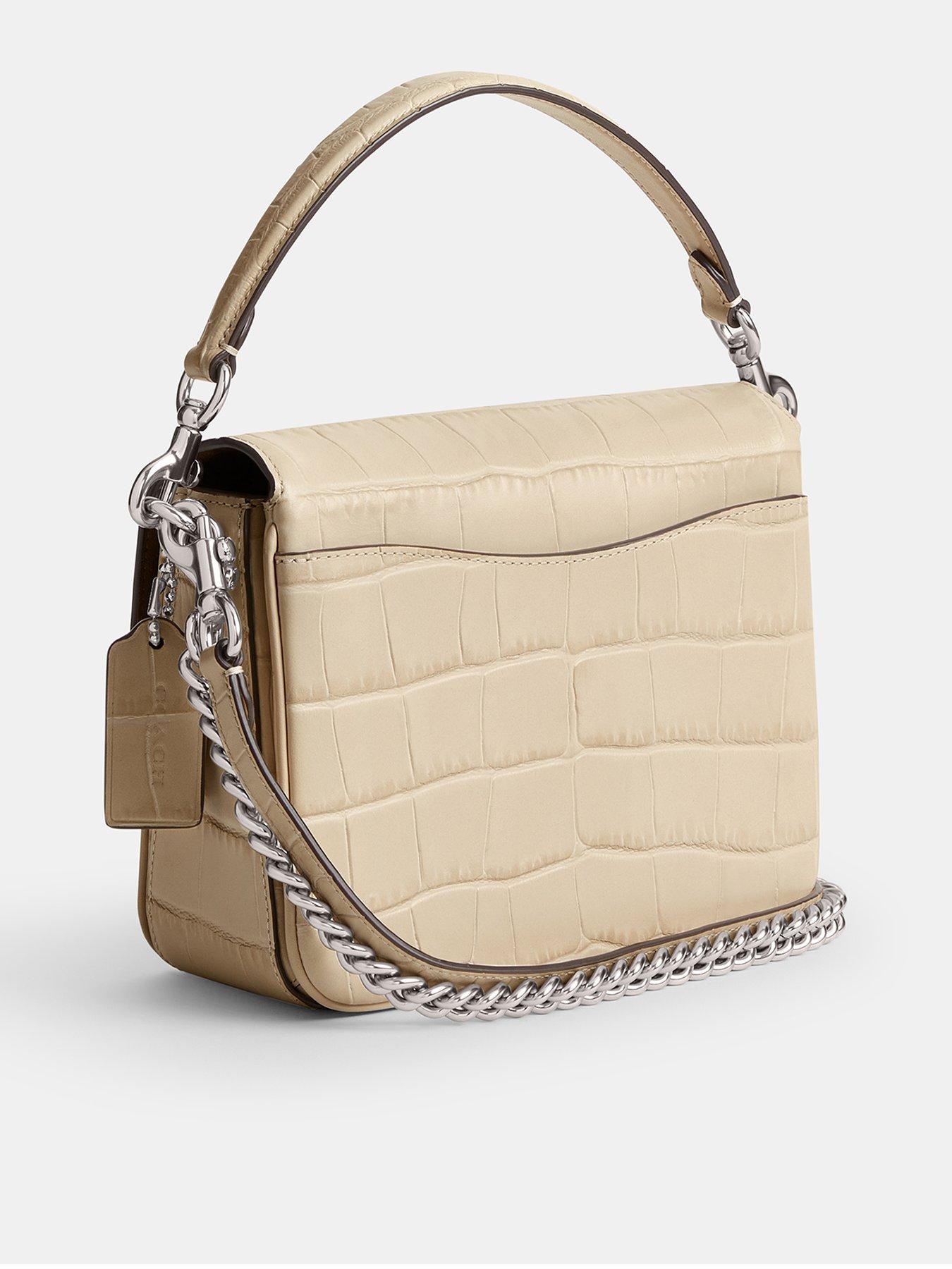 Cassie 19 Croc Embossed Leather Crossbody Bag Ivory