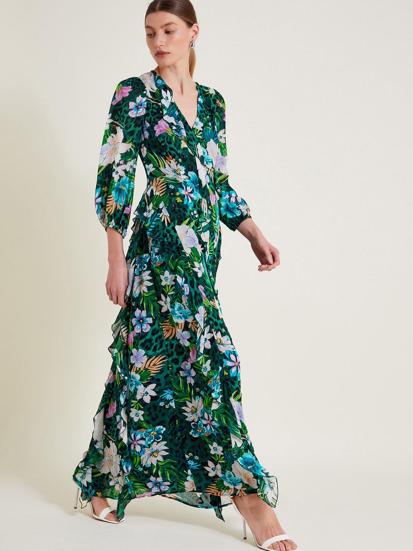 Monsoon green floral dress store