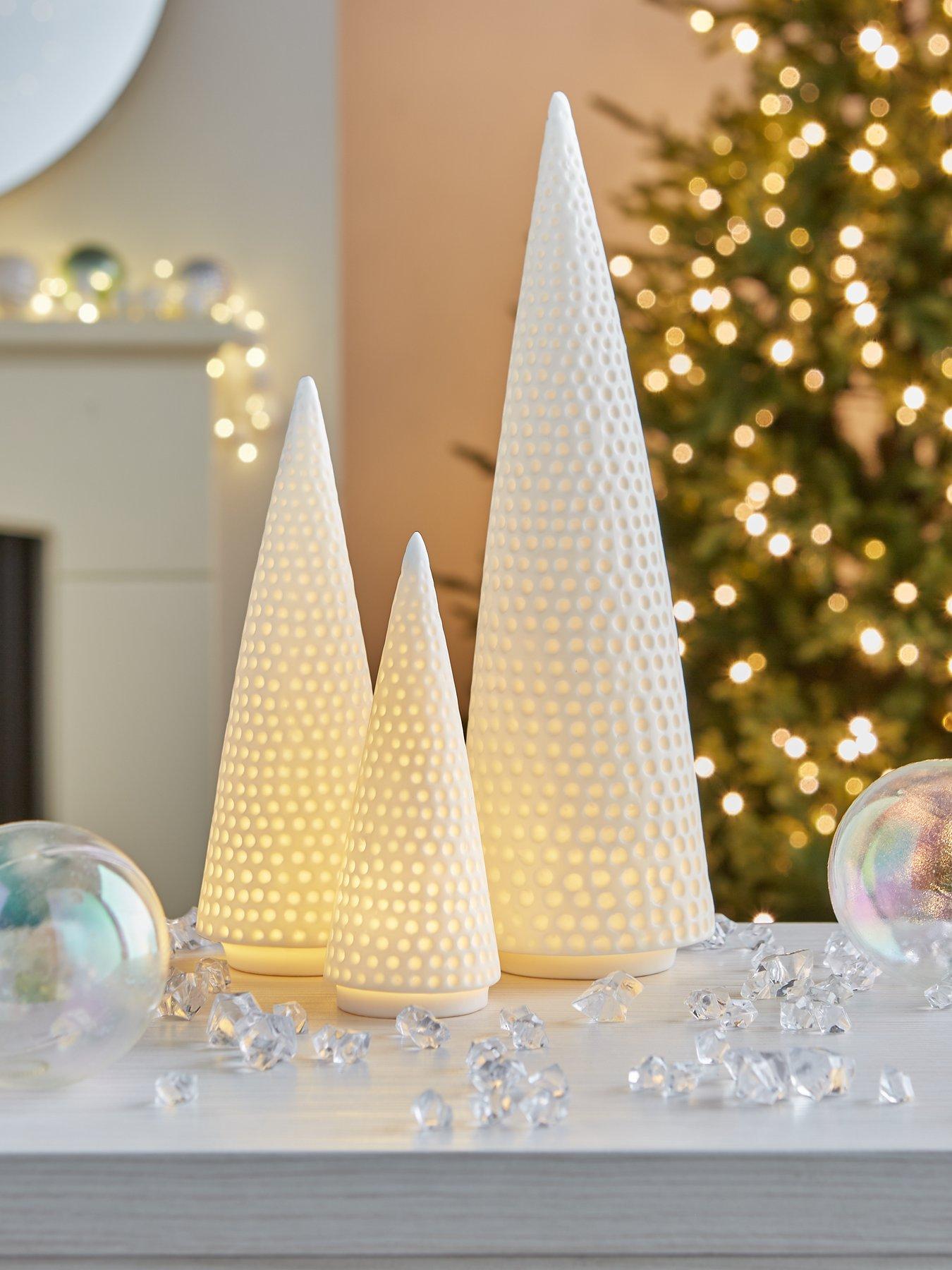 Product photograph of Very Home Set Of 3 Lit Ceramic Tree Christmas Decorations from very.co.uk
