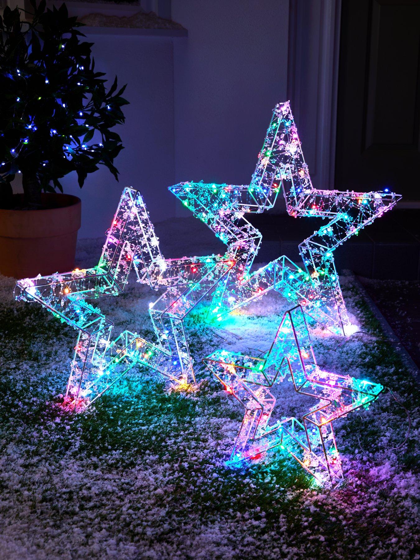 Product photograph of Very Home Set Of 3 Multicolour Multifunction Outdoor Christmas Starlights from very.co.uk