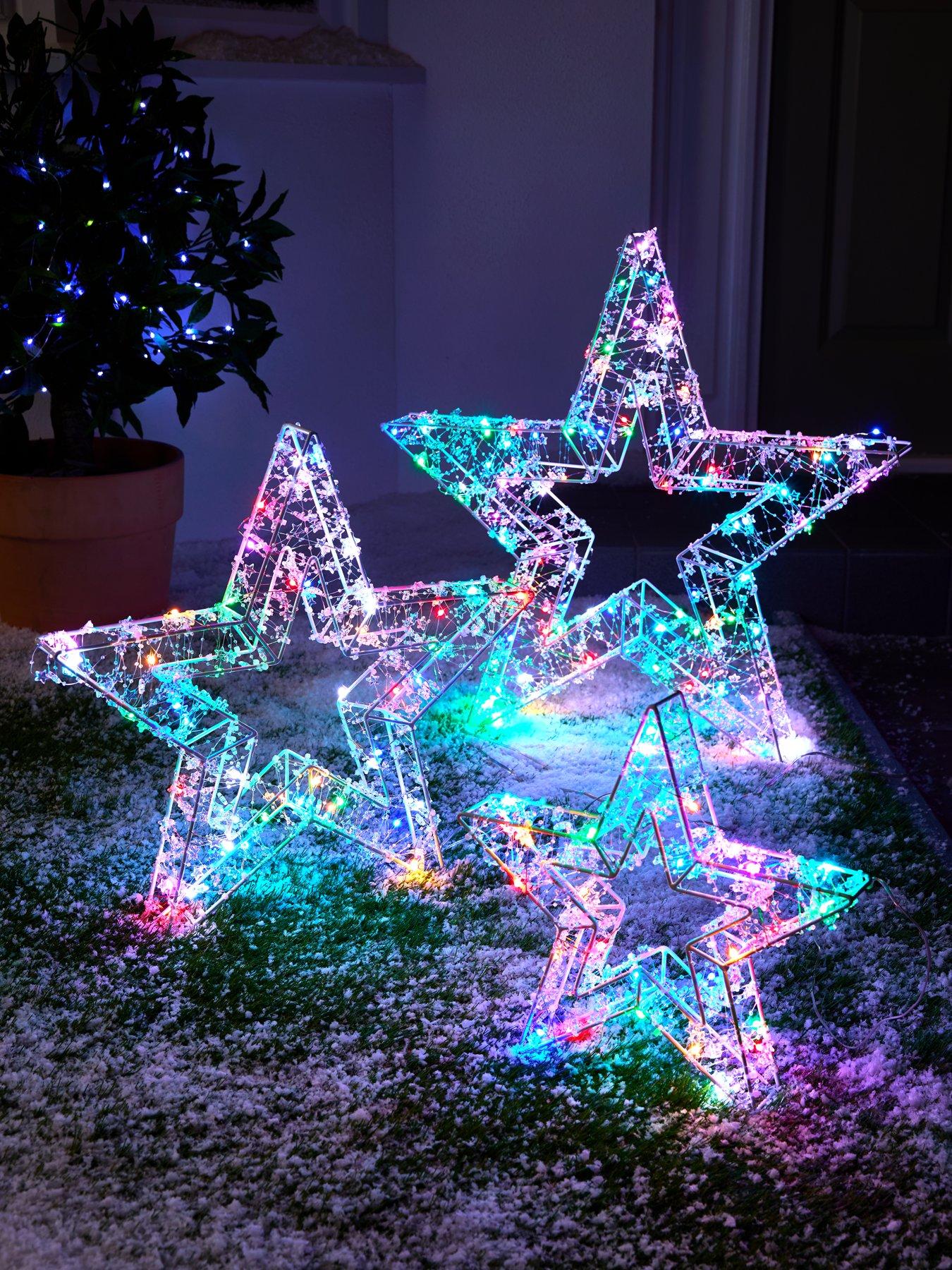 undefined Set of 3 Multicolour Multifunction Outdoor Christmas Starlights