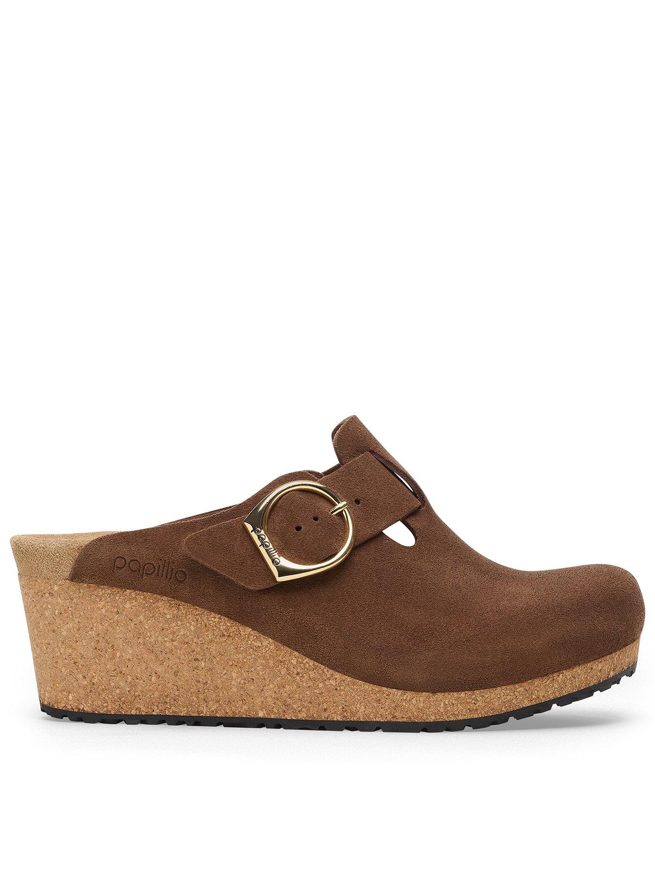 undefined Papillo Ring-Buckle Suede Wedge - Dark Tea - Brown