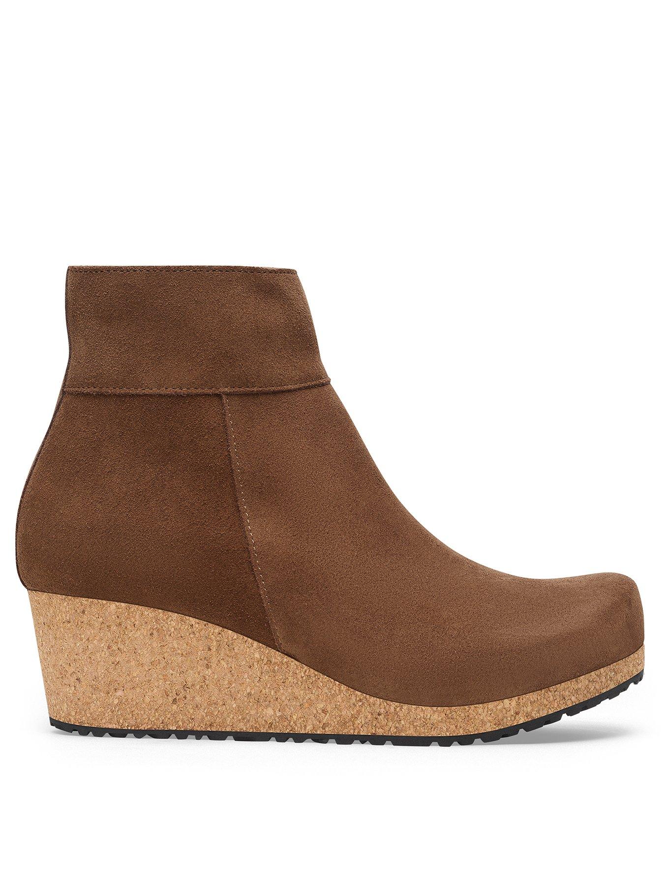 Birkenstock Ebba Suede Wedge Ankle Boot Dark Tea Brown Very