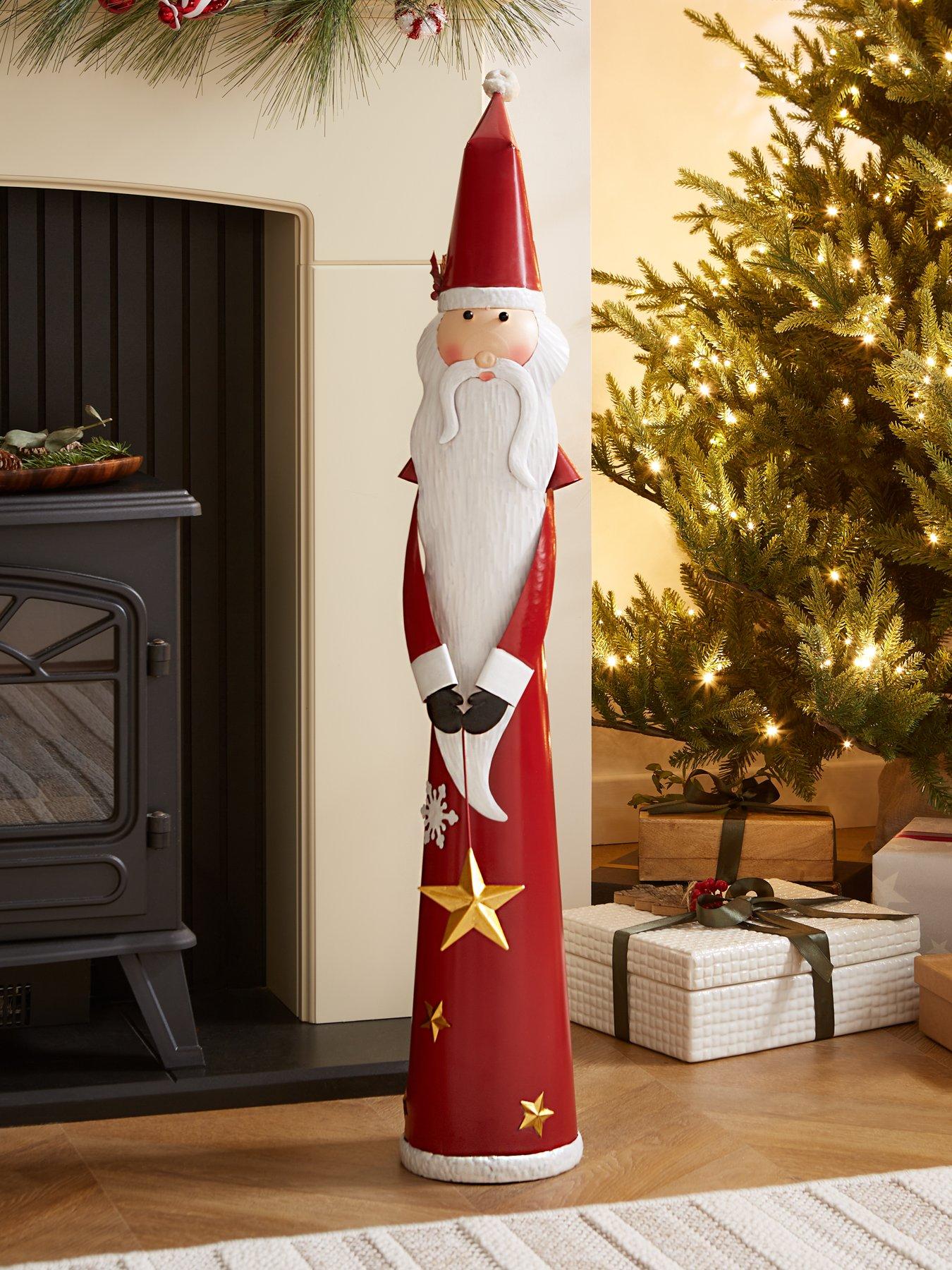 Product photograph of Very Home 102 Cm Metal Santa Christmas Decoration from very.co.uk