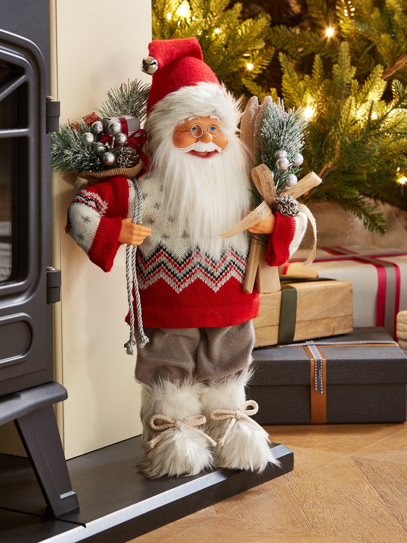 Image 1 of 4 of The Very Collection 40&nbsp;cm Standing Santa with Skis Christmas Decoration