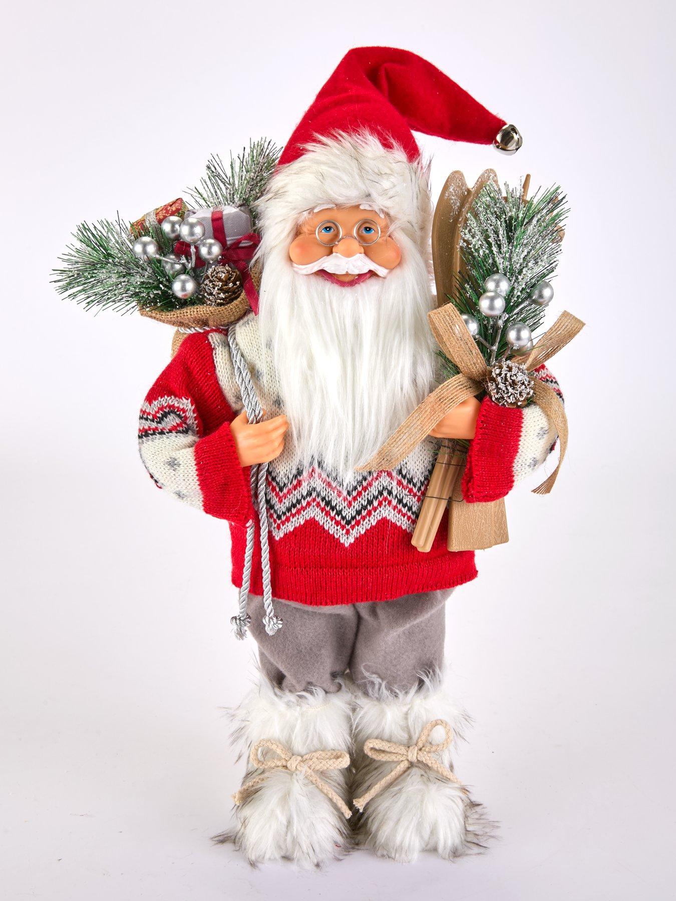 Image 2 of 4 of The Very Collection 40&nbsp;cm Standing Santa with Skis Christmas Decoration