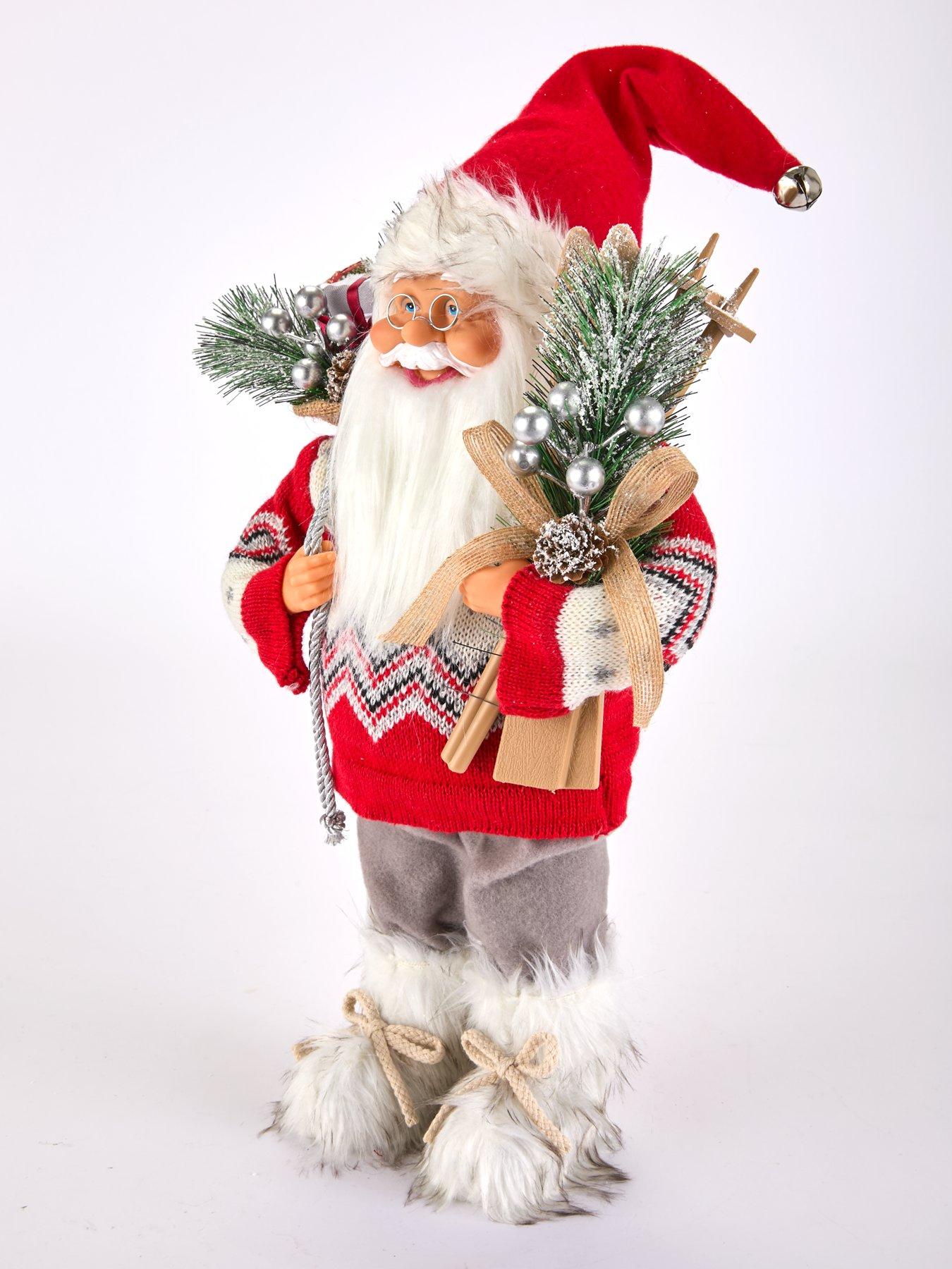 Image 3 of 4 of The Very Collection 40&nbsp;cm Standing Santa with Skis Christmas Decoration