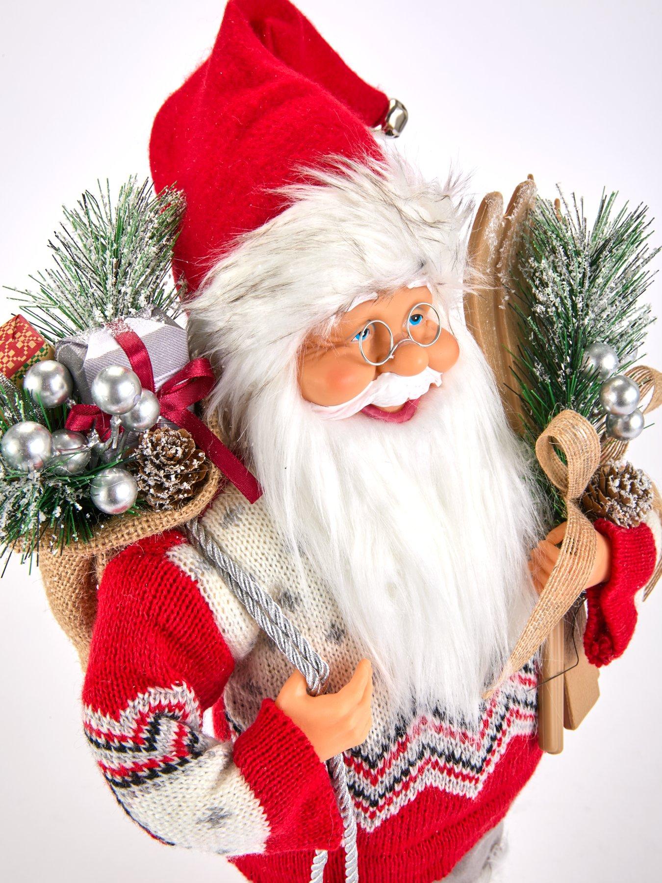 Image 4 of 4 of The Very Collection 40&nbsp;cm Standing Santa with Skis Christmas Decoration