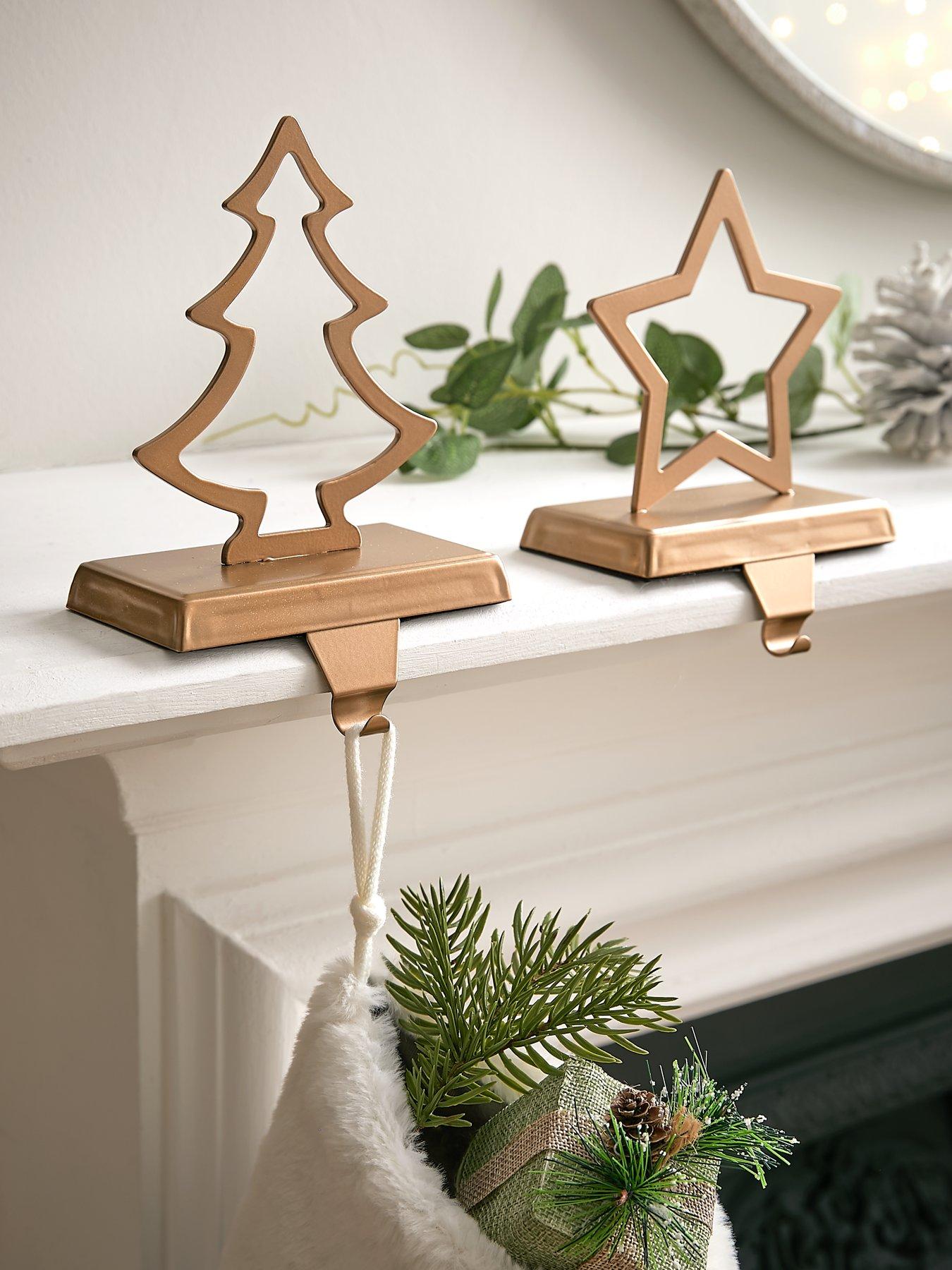 undefined Set of 2 Matt Gold Star Stocking Holders