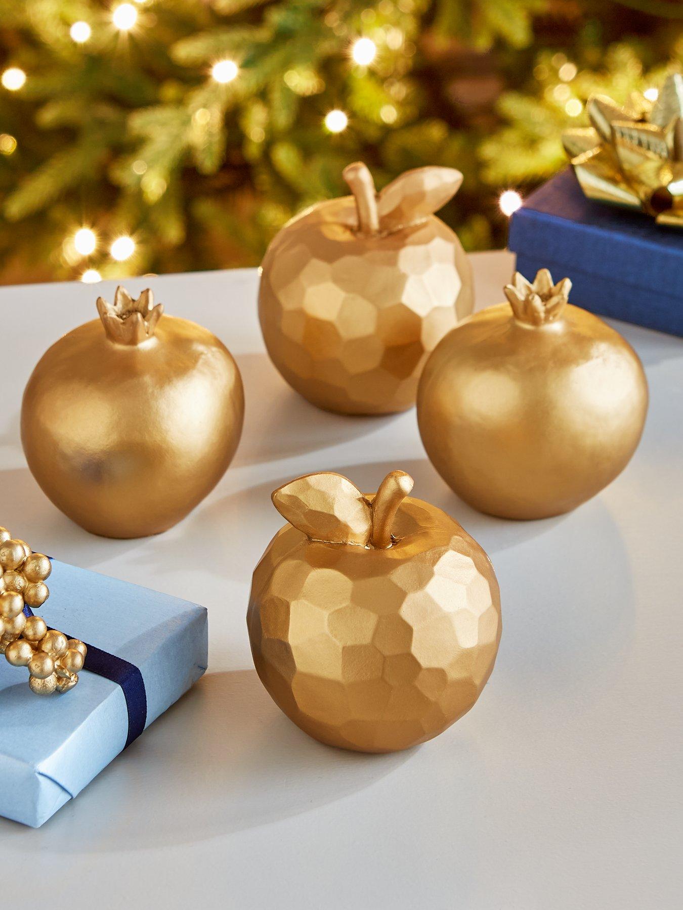 Product photograph of Very Home Set Of 4 Polyrisen Apple And Pomegranate Christmas Decorations from very.co.uk