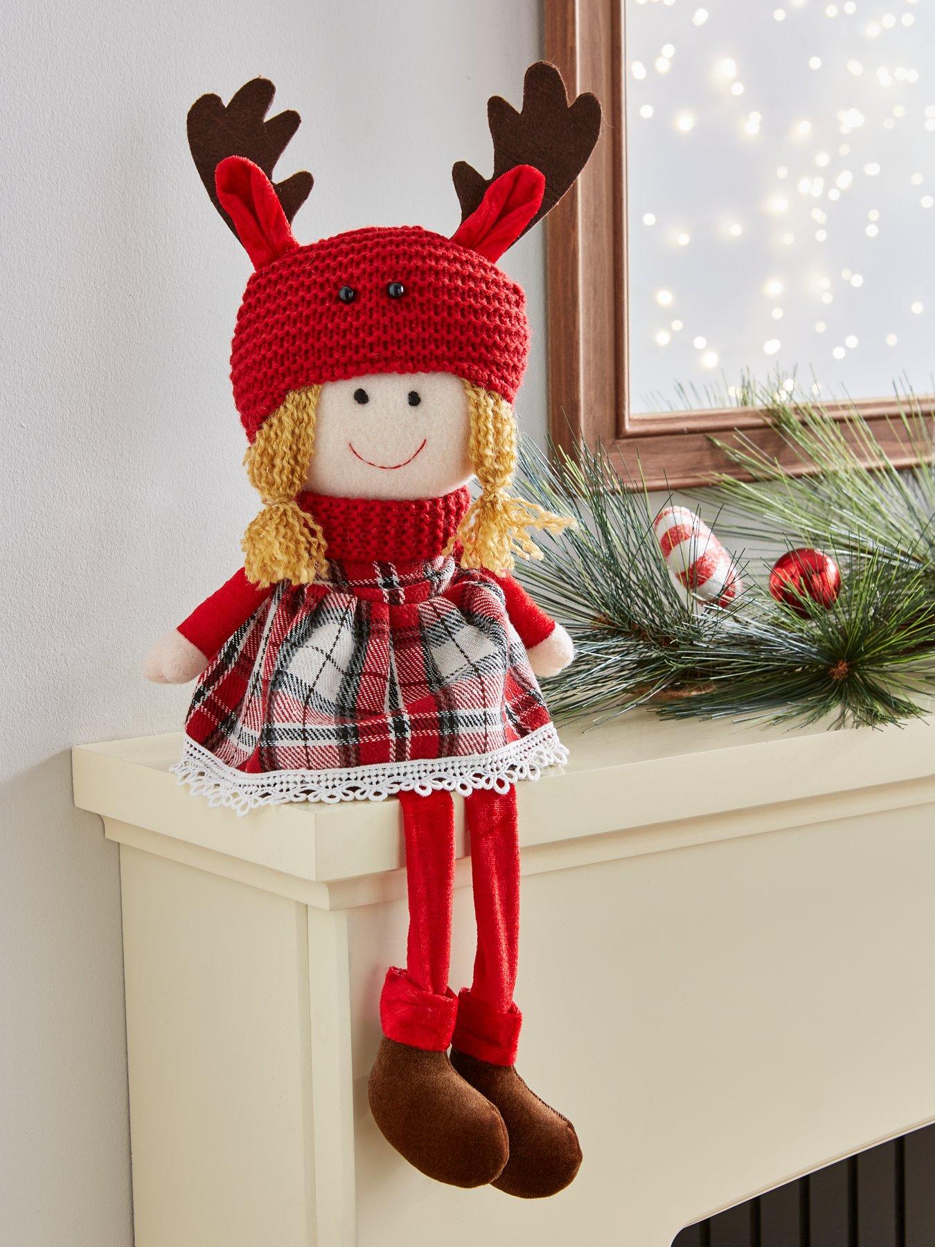 Product photograph of Very Home Sitting Girl With Festive Hat Christmas Decoration from very.co.uk