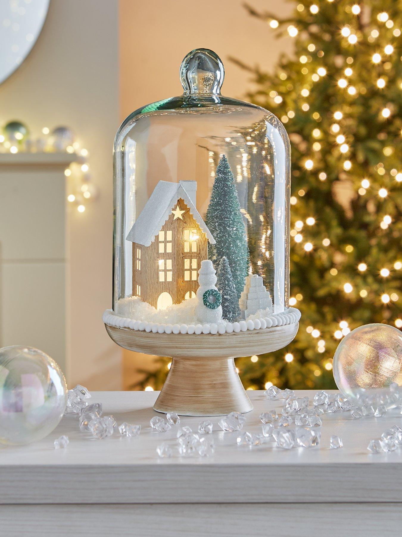 Image 1 of 4 of The Very Collection Winter Scene Lit Cloche Christmas Decoration