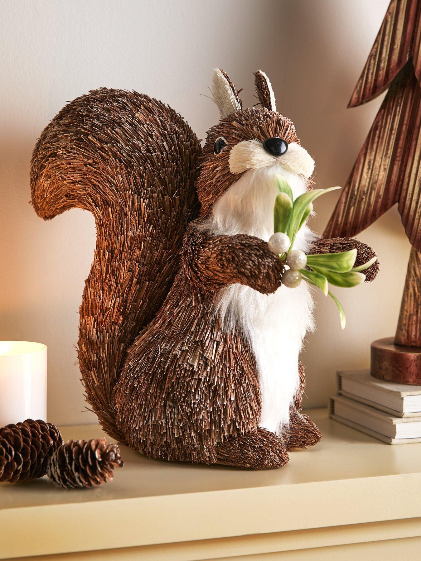 Product photograph of Very Home Bristle Squirrel Holding Mistletoe Christmas Decoration from very.co.uk