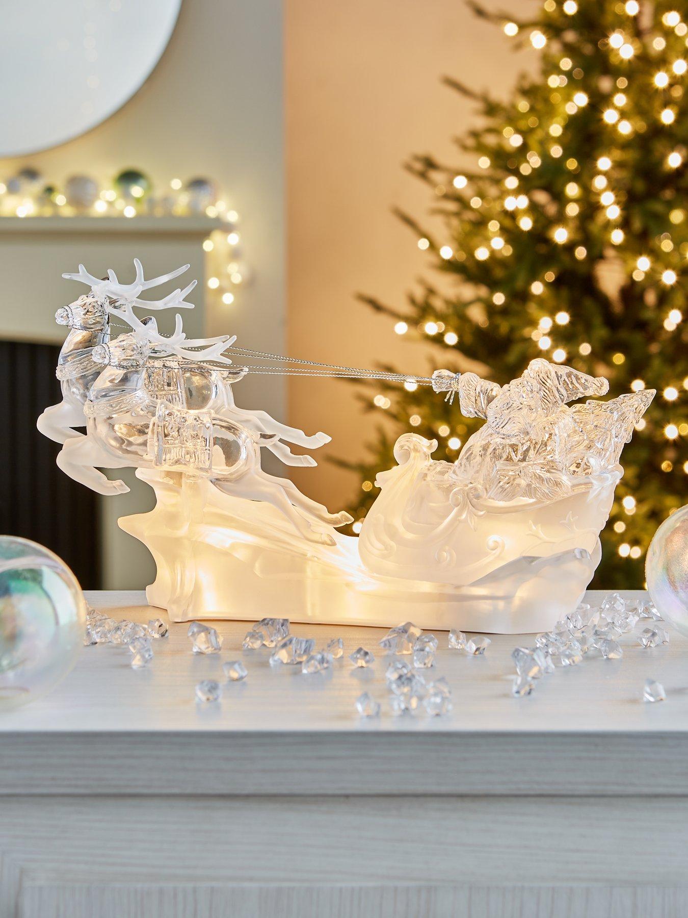 Product photograph of Very Home Crystal-effect Santa Sleigh Christmas Decoration from very.co.uk