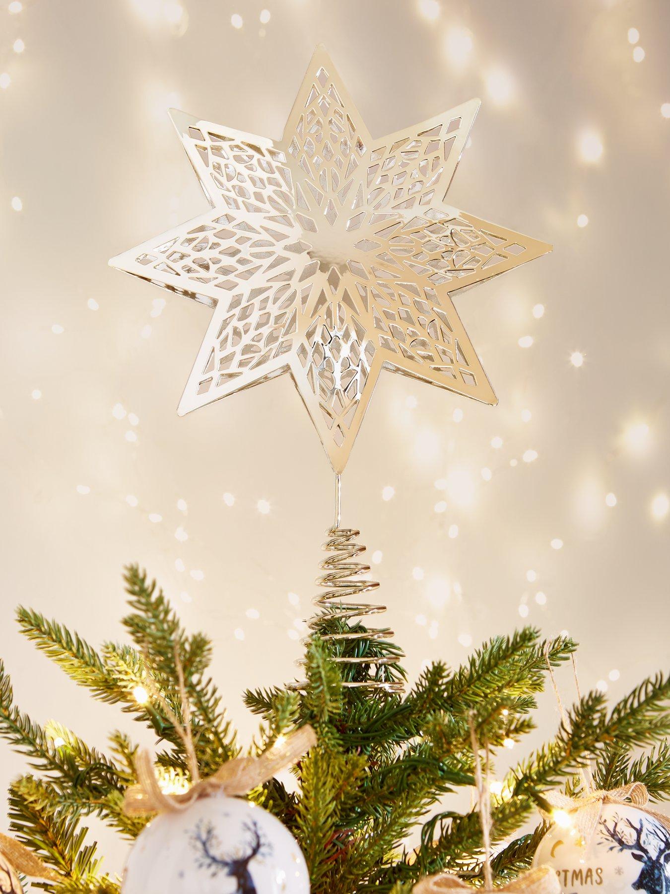 undefined Pack of 2 Gold Star Christmas Tree Toppers