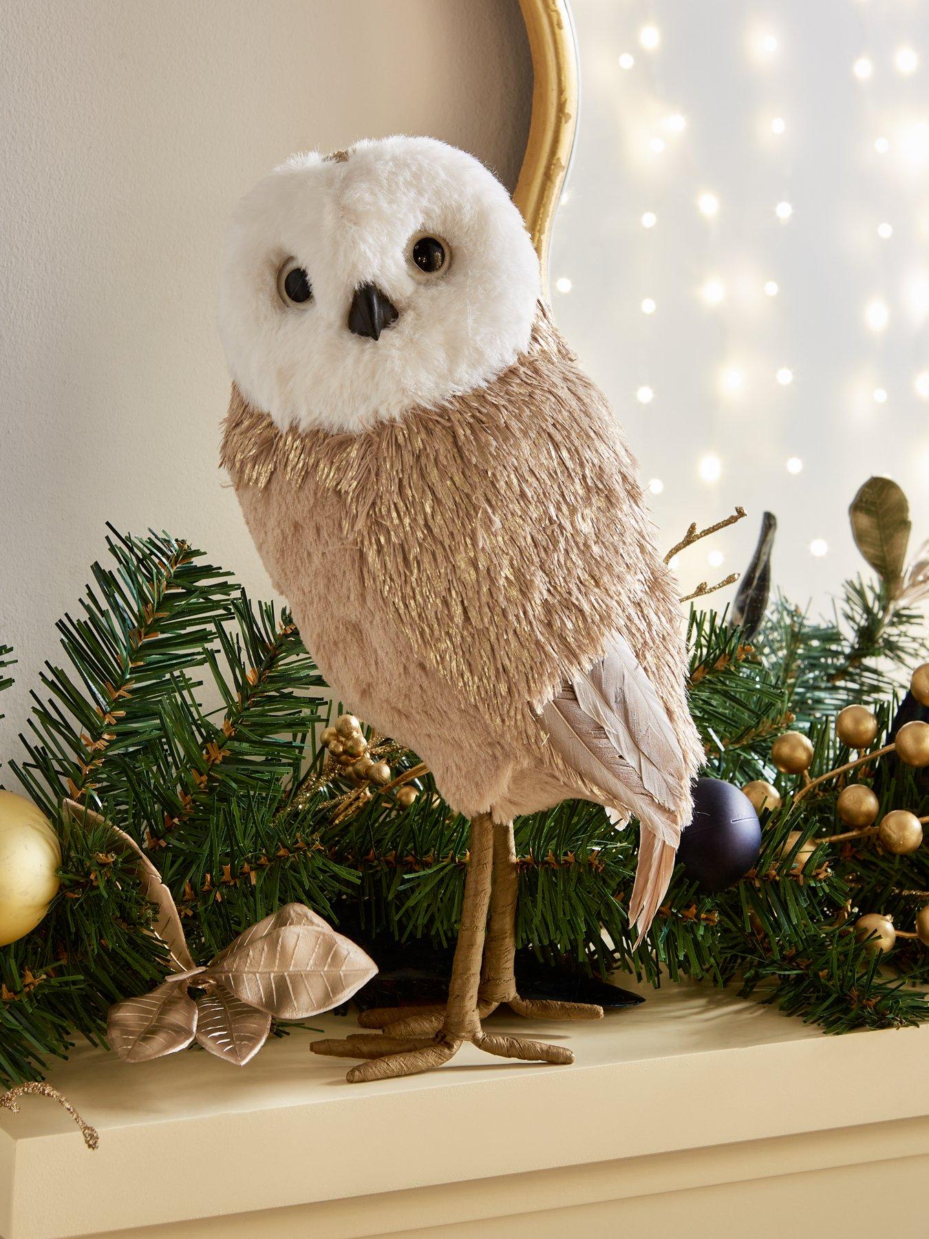 Product photograph of Very Home Gold Wing Owl Christmas Decoration from very.co.uk