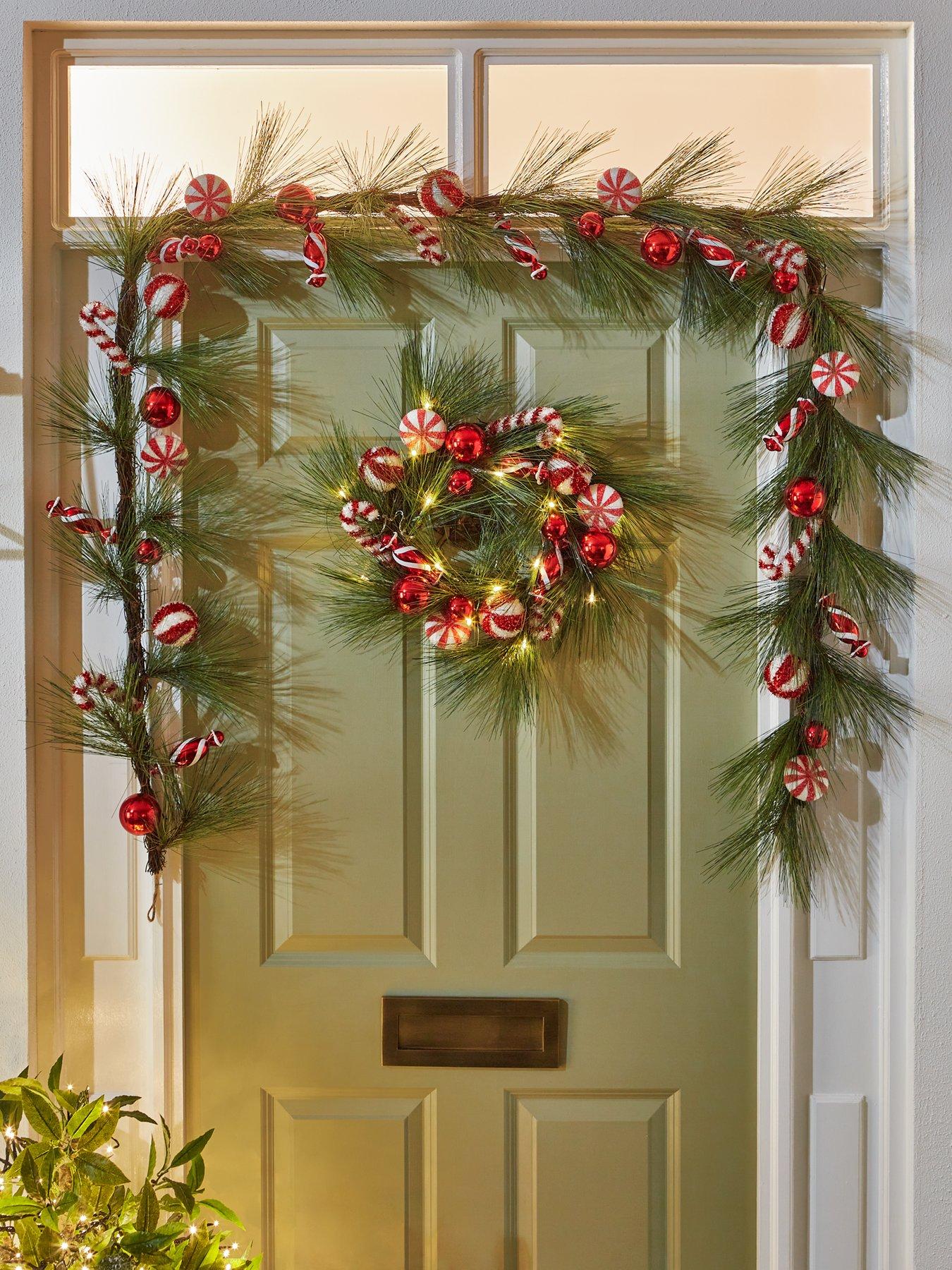 Product photograph of Very Home Candy Cane 9ft Christmas Garland from very.co.uk