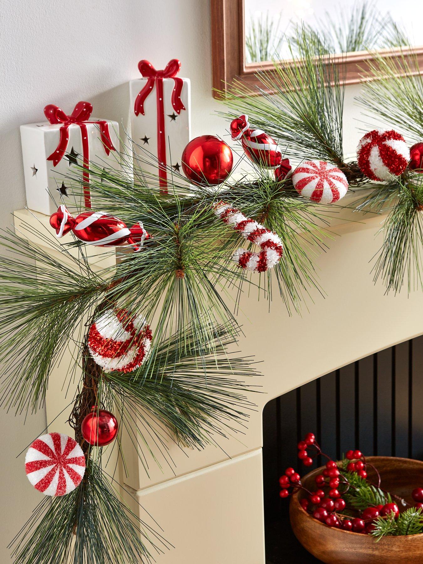 Very Home Candy Cane 6ft Christmas Garland Very