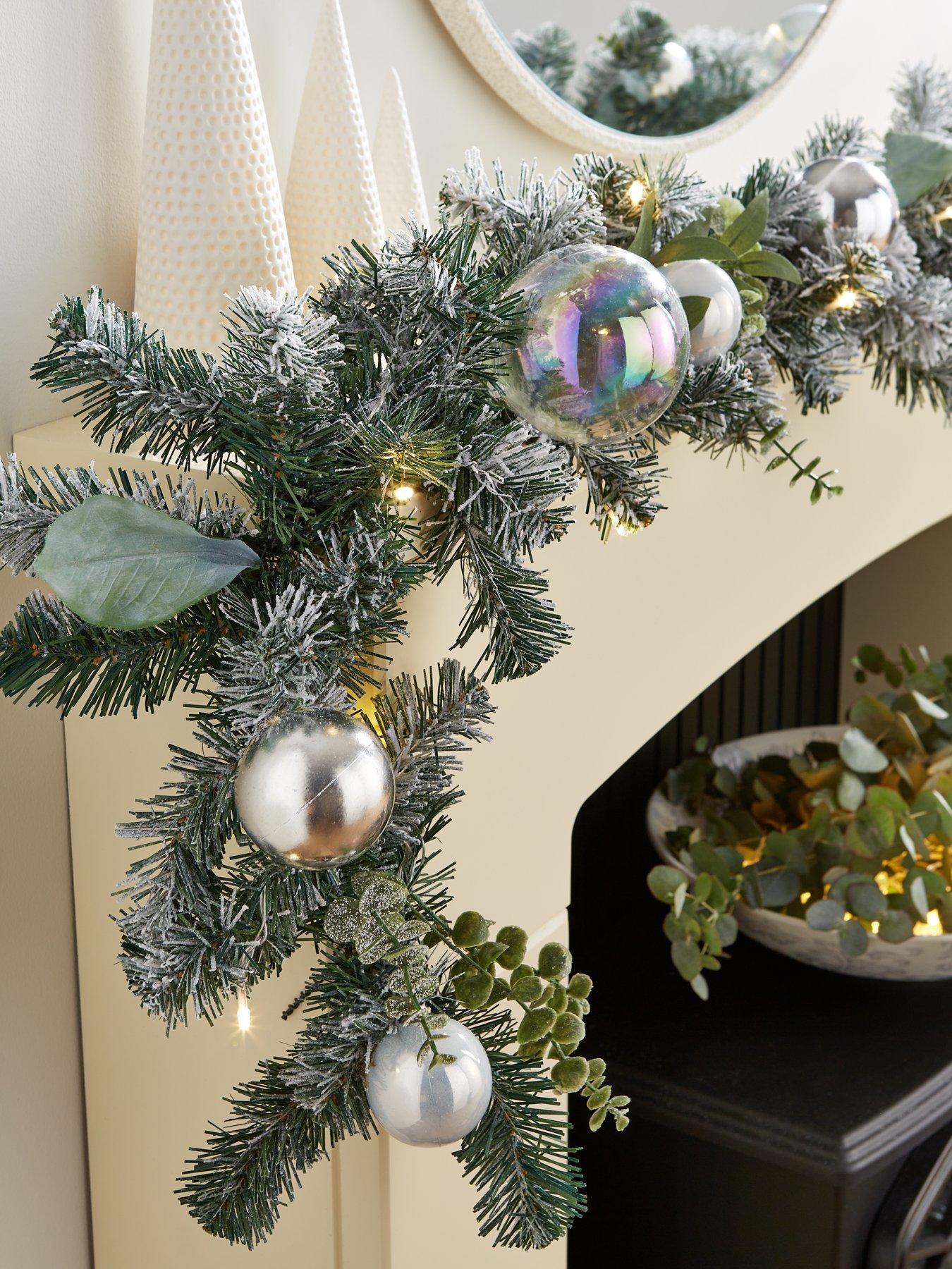 Product photograph of Very Home Winter Frost Lit Christmas Garland from very.co.uk