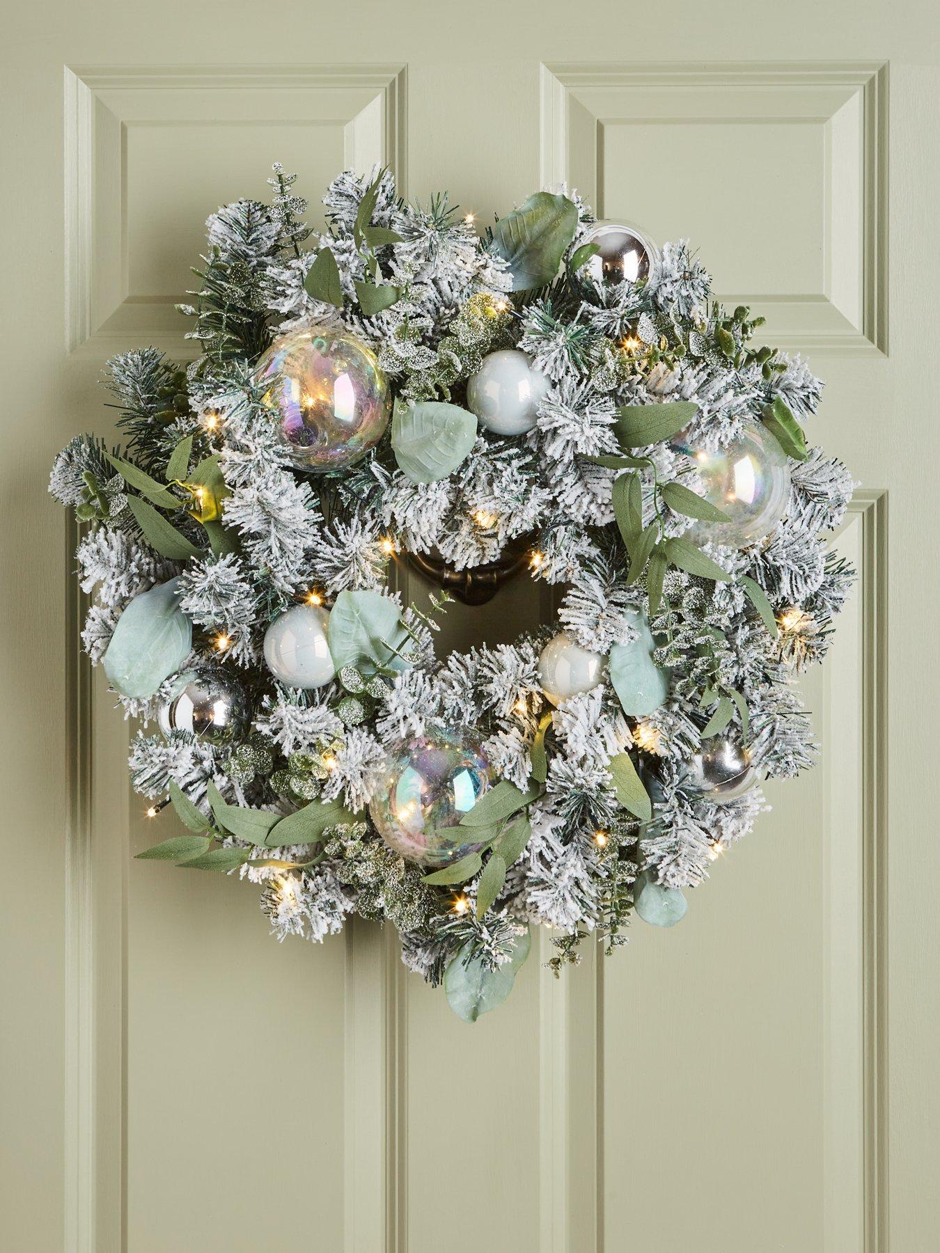 Product photograph of Very Home Winter Frost Lit Christmas Wreath from very.co.uk