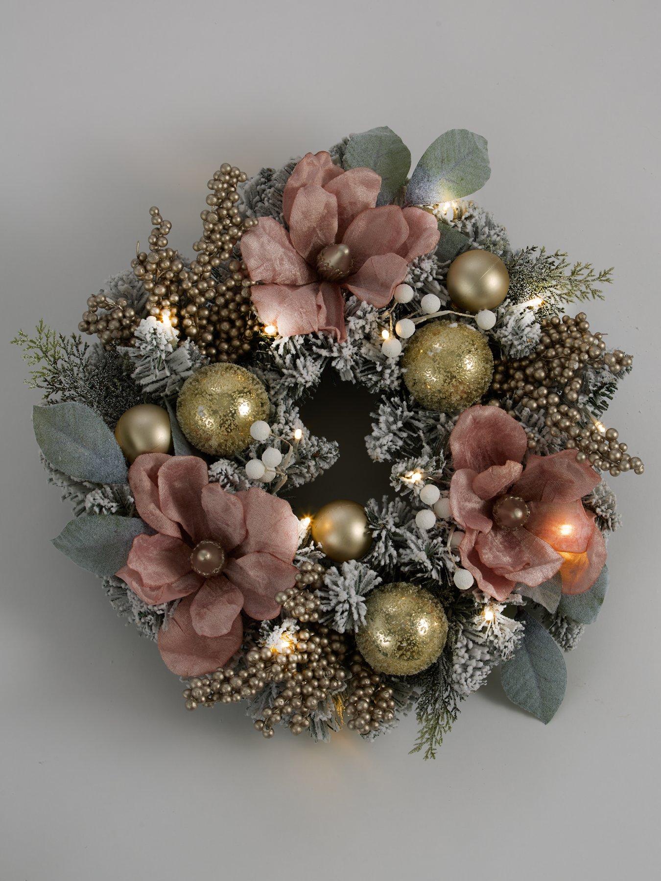Image 3 of 5 of Very Home Winter Rose Lit Christmas&nbsp;Wreath