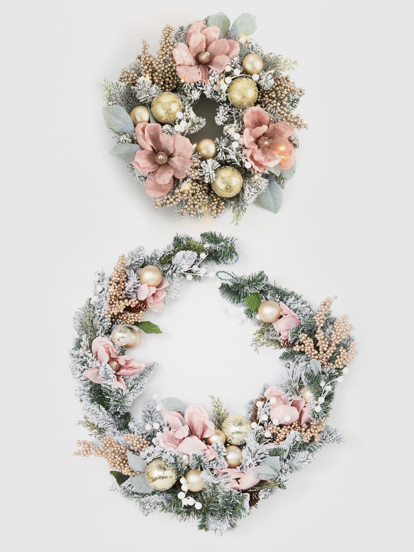 Image 5 of 5 of Very Home Winter Rose Lit Christmas&nbsp;Wreath