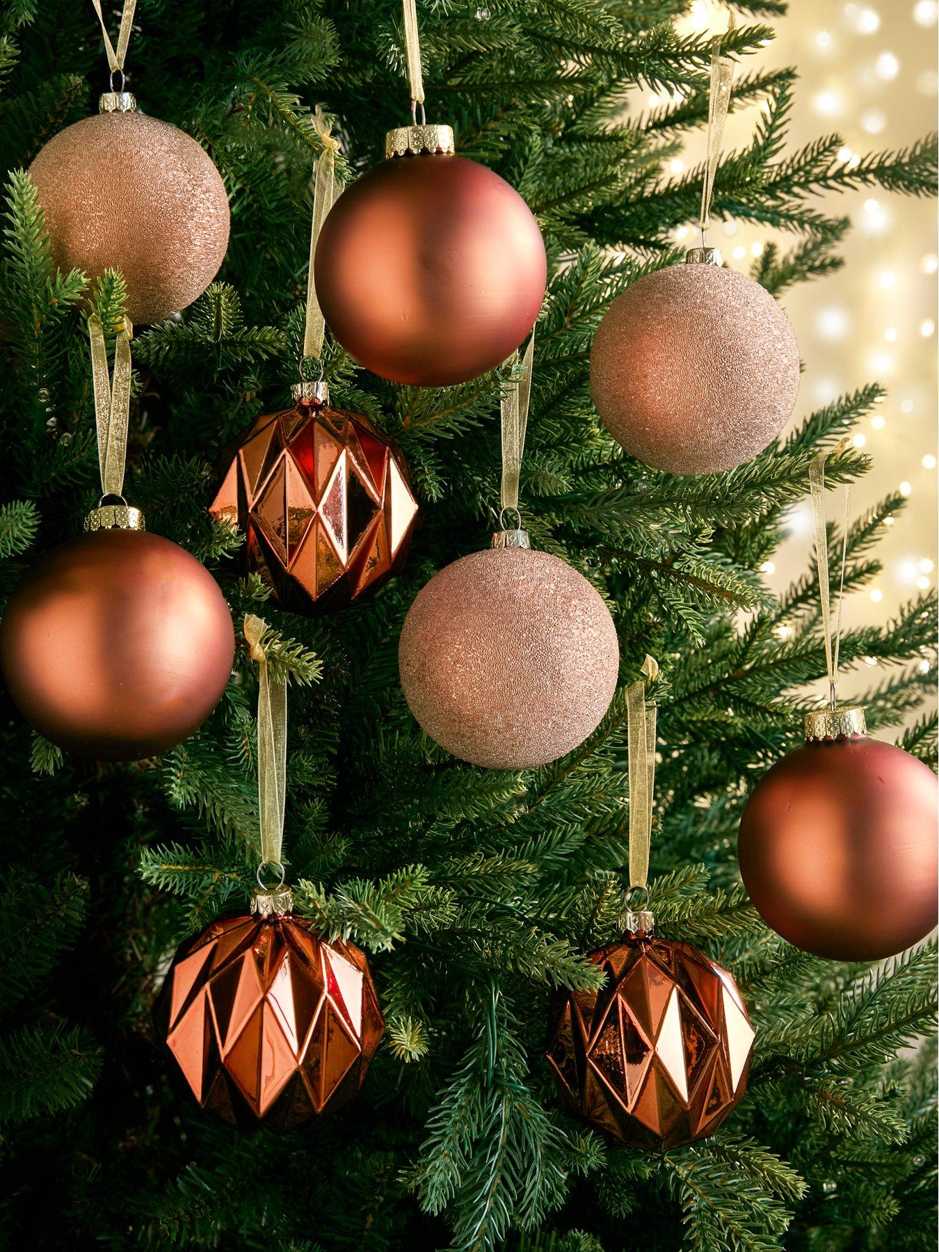 Product photograph of Very Home Set Of 9 Copper Baubles from very.co.uk