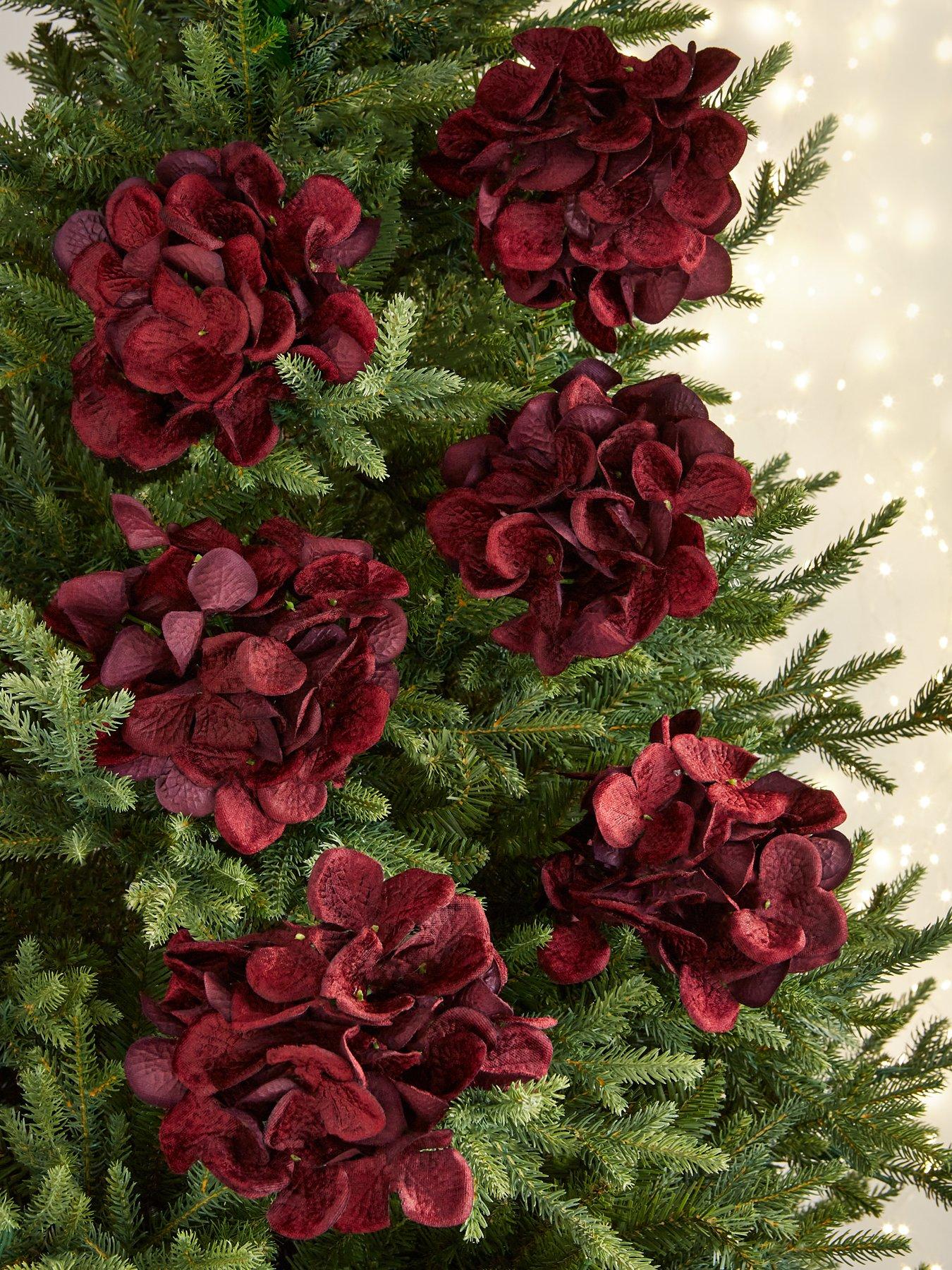 undefined Set of 6 Red Hydrangea Tree Clips