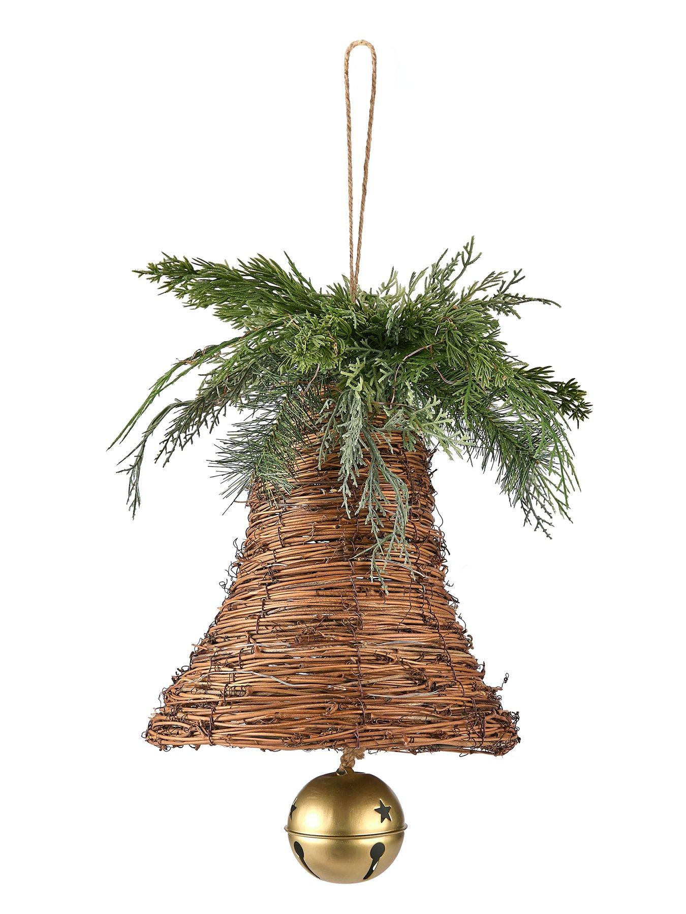 Image 2 of 6 of The Very Collection Rattan Pre Lit Bell with Foliage Christmas Decoration