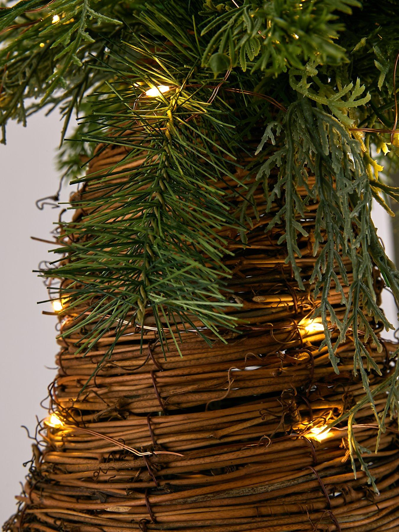 Image 4 of 6 of The Very Collection Rattan Pre Lit Bell with Foliage Christmas Decoration