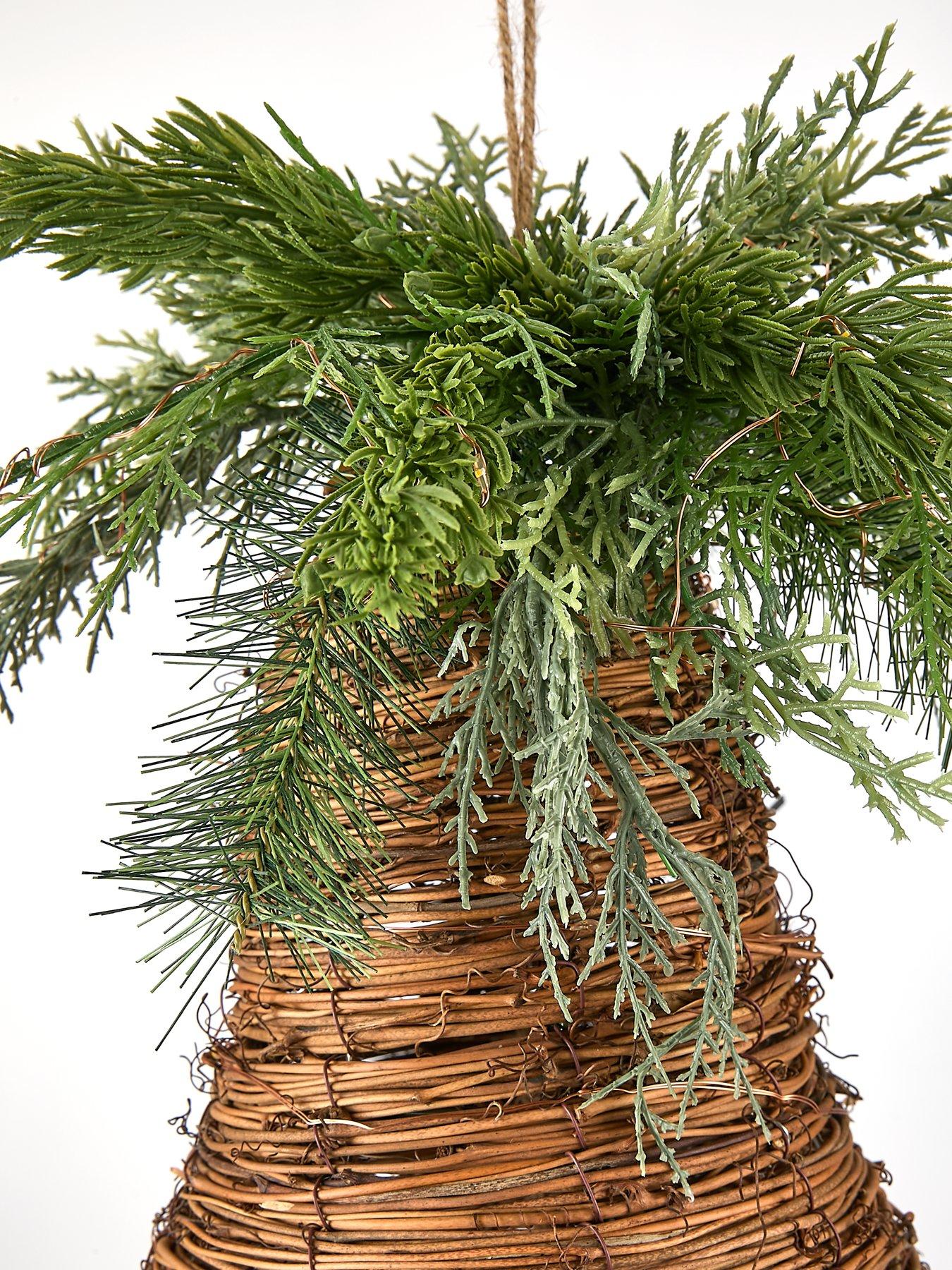 Image 5 of 6 of The Very Collection Rattan Pre Lit Bell with Foliage Christmas Decoration