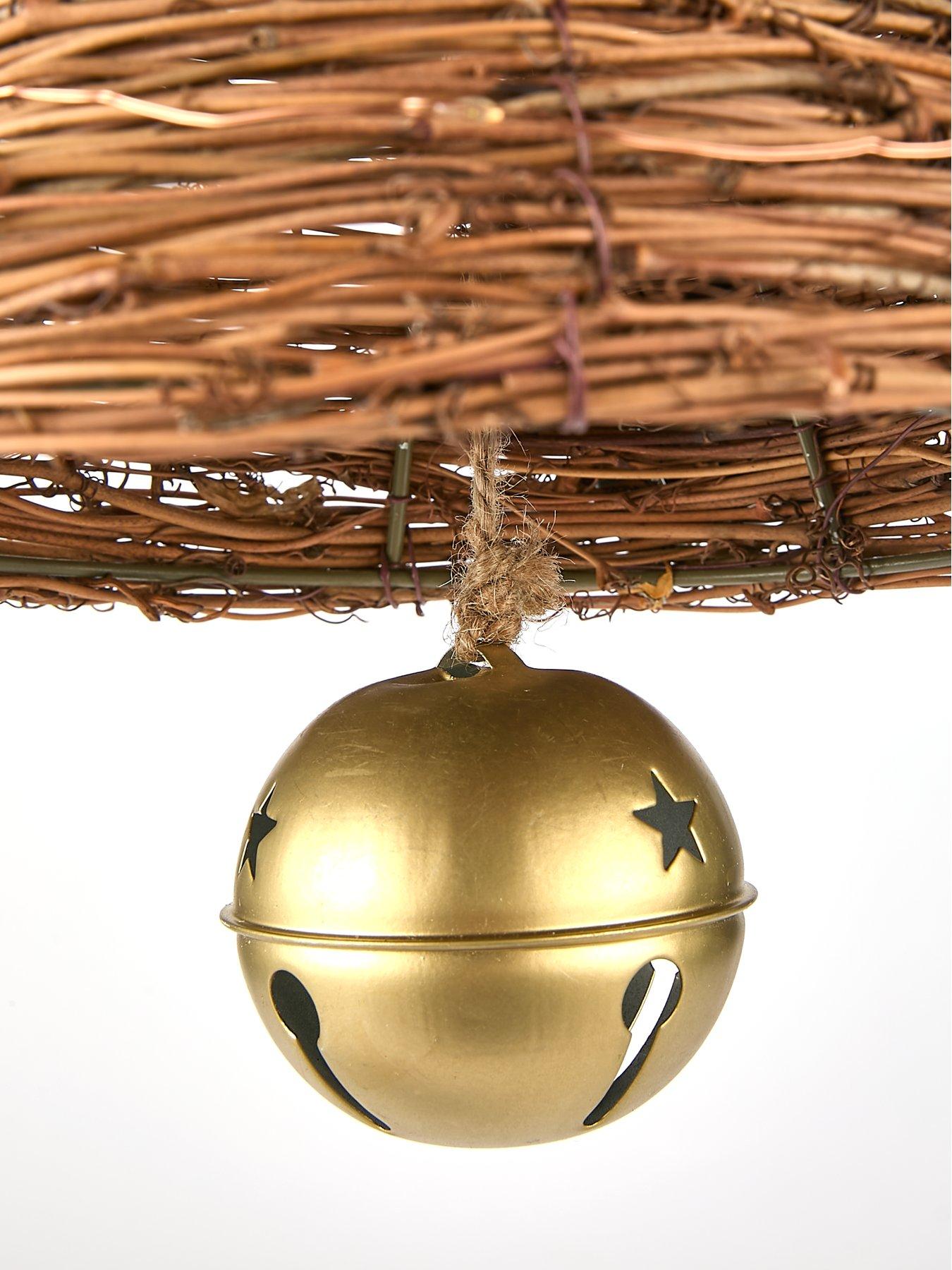 Image 6 of 6 of The Very Collection Rattan Pre Lit Bell with Foliage Christmas Decoration