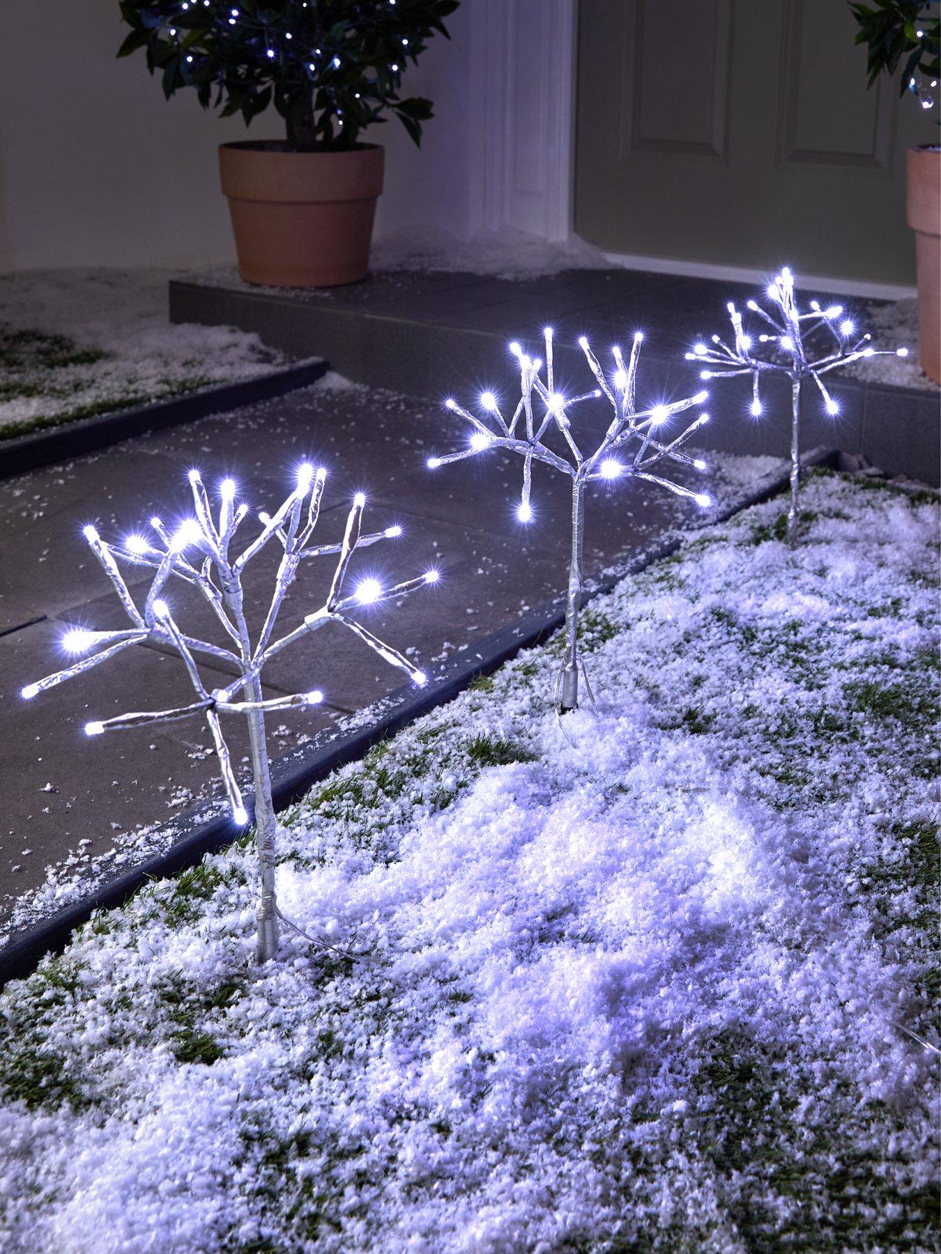 Product photograph of Very Home Set Of 3 Silver Firework Outdoor Christmas Stake Lights from very.co.uk