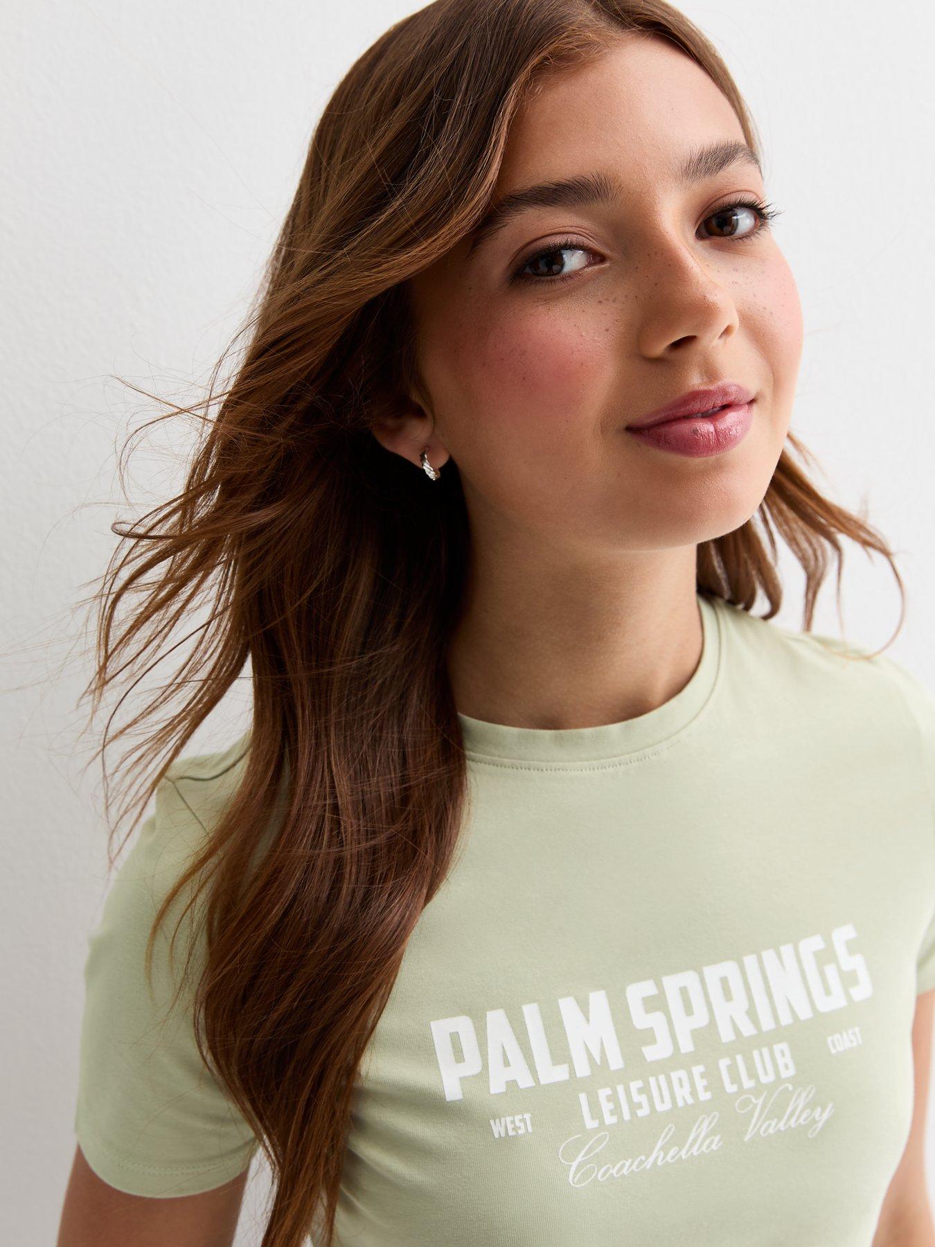 New Look 915 Girls Green Palm Springs Crop T-shirt | Very.co.uk