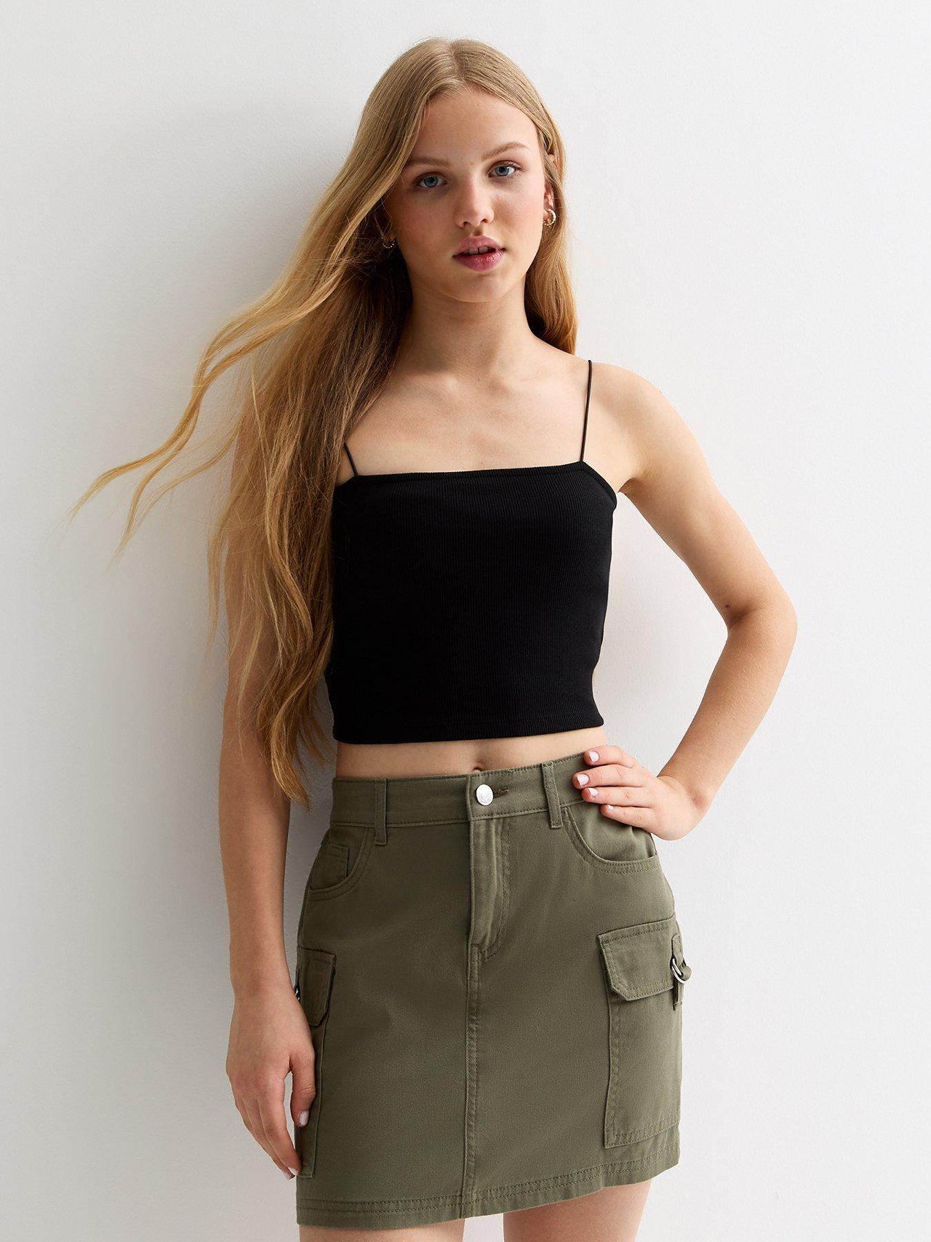 Ribbed spaghetti strap tank store