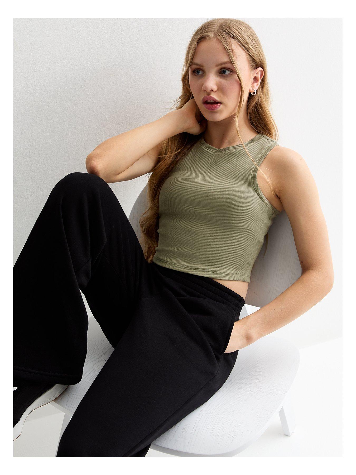 New Look 915 Girls Olive Ribbed Crop Tank Top | Very.co.uk