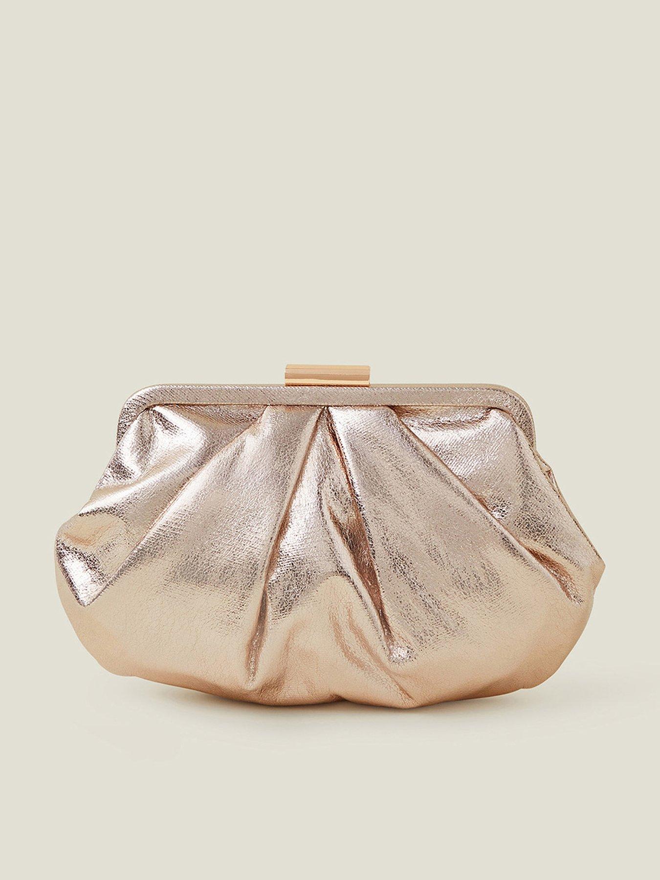 Image 1 of 3 of Accessorize Pleated Metallic Clutch